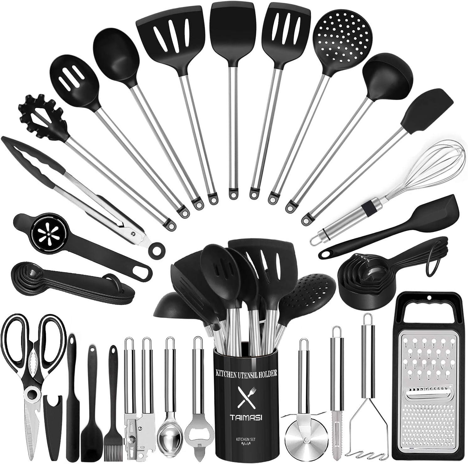 AOKIWO 33 Pcs Silicone Kitchen Utensil Set - Nonstick Safe Cooking Tool Sets