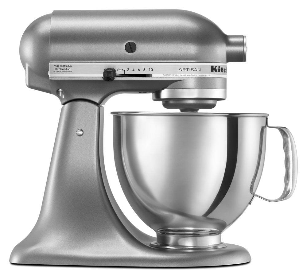 KitchenAid Artisan Series 5qt Tilt-Head 10-Speed Stand Mixer Contour Silver: 325W Metal, 1-Year Warranty, 5qt Capacity