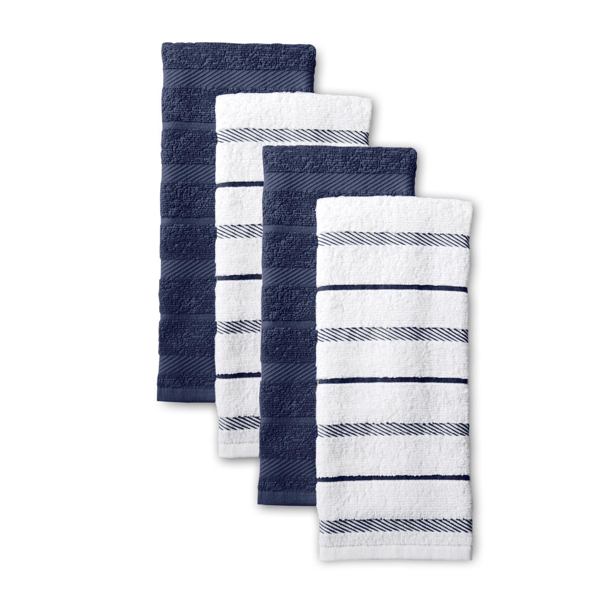 KitchenAid Albany Kitchen Towel 4-Pack Set, Blue Willow/White, 16"x26"