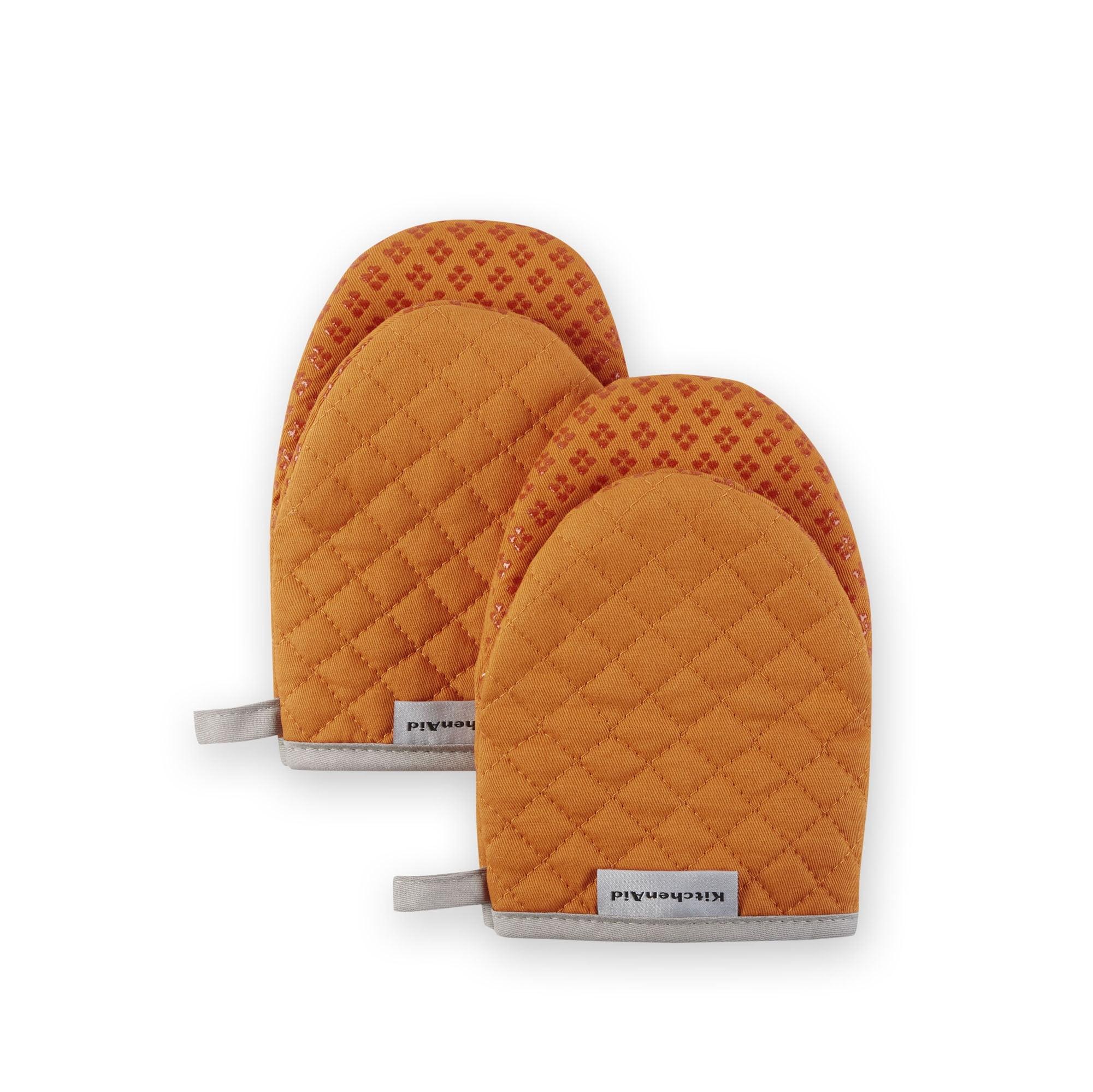 Honey Orange Silicone Mini Oven Mitts, 2-Pack