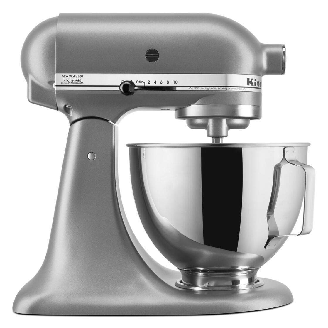 Silver 4.5 Quart Tilt-Head Stand Mixer with Stainless Steel Bowl