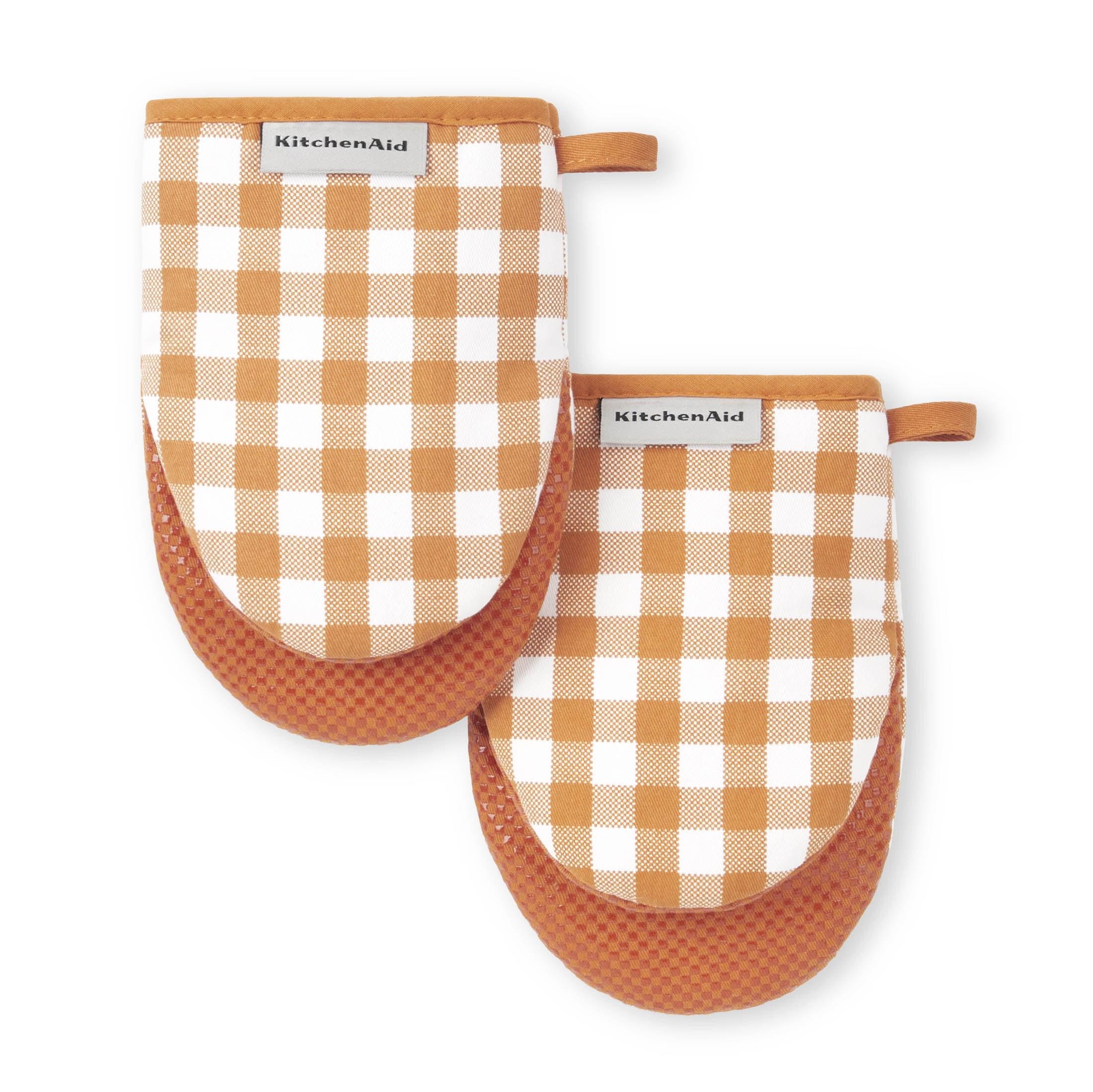 Honey Gingham Silicone Mini Oven Mitt 2-Pack Set