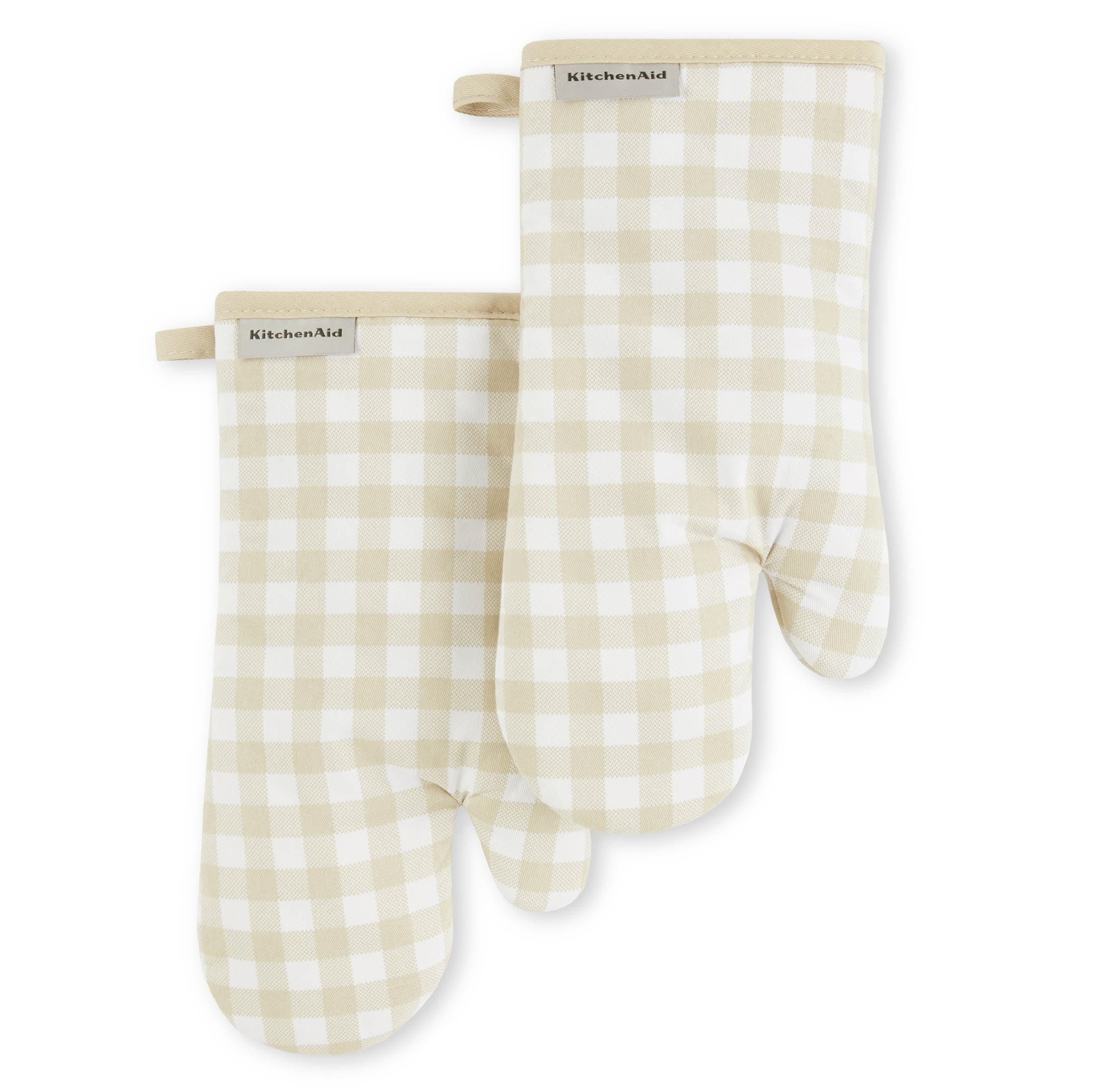 KitchenAid Gingham Oven Mitt 2-Pack Set, 7" x 13"