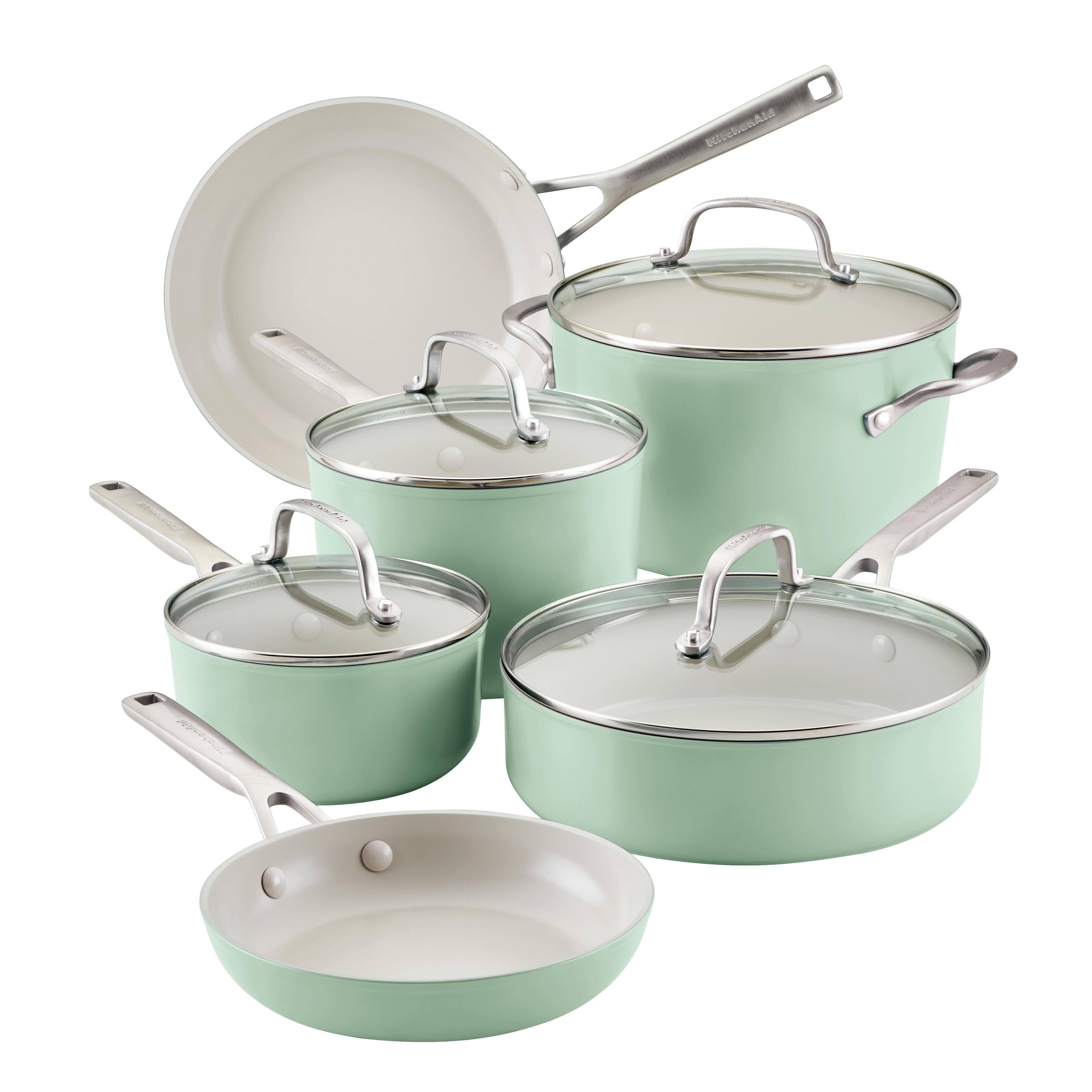 Pistachio Green Ceramic Nonstick 10-Piece Cookware Set