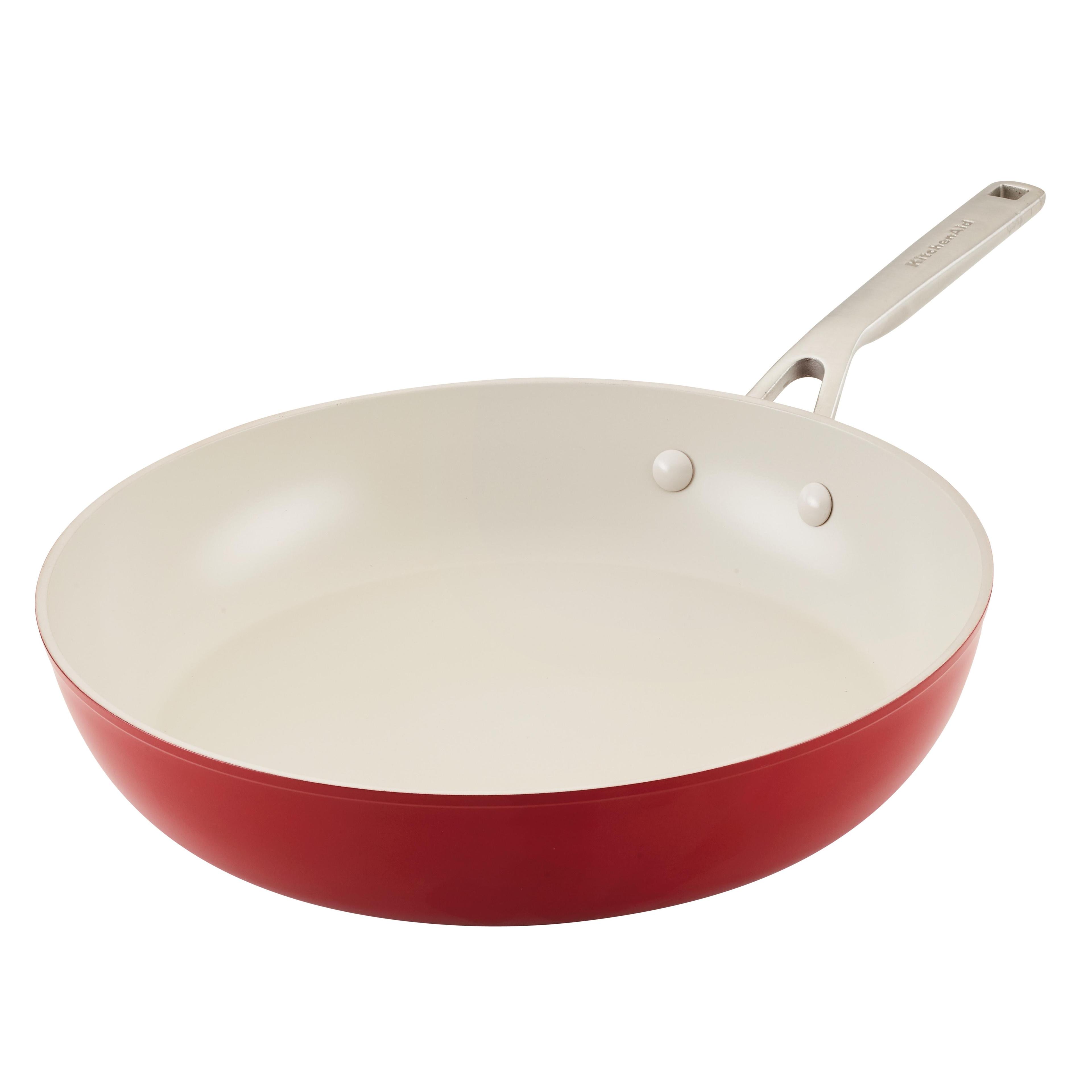 KitchenAid 12.25" Hard Anodized Ceramic Nonstick Frying Pan Empire Red: Lifetime Warranty, Hand Wash, Gas & Electric Compatible