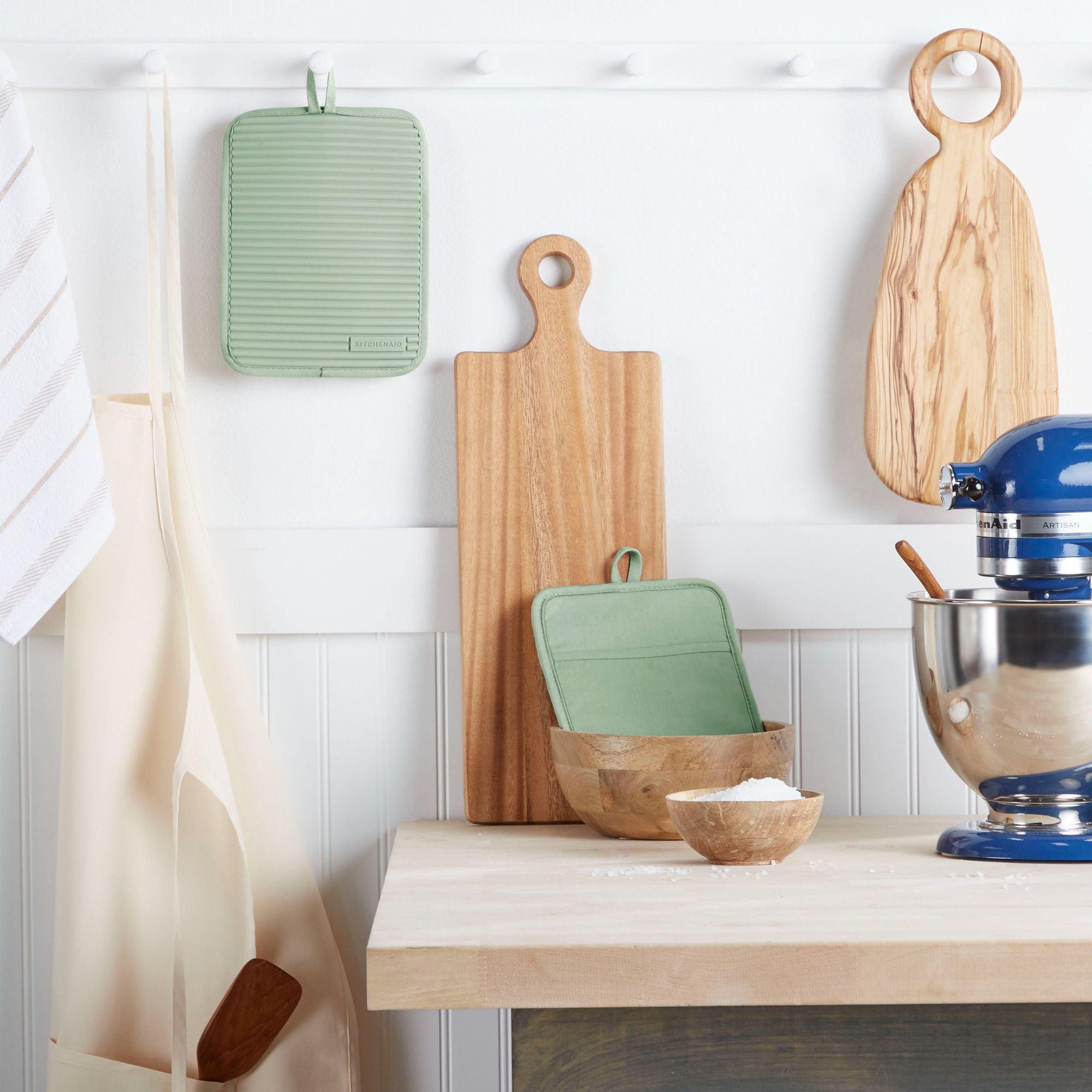 Pistachio Green Silicone and Cotton Pot Holder Set