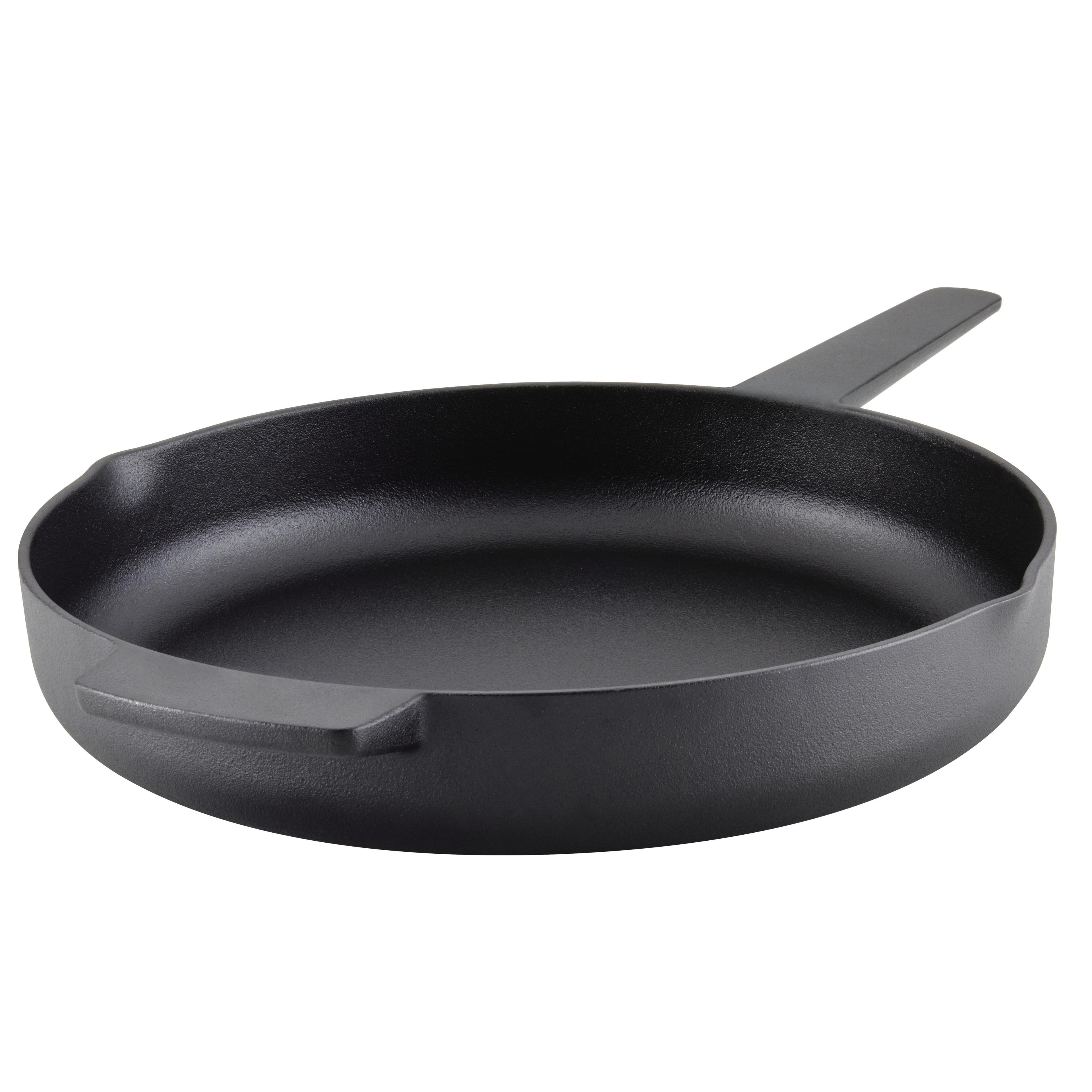 KitchenAid Seasoned Cast Iron Induction Frying Pan / Skillet, 12 Inch, Cast Iron Black