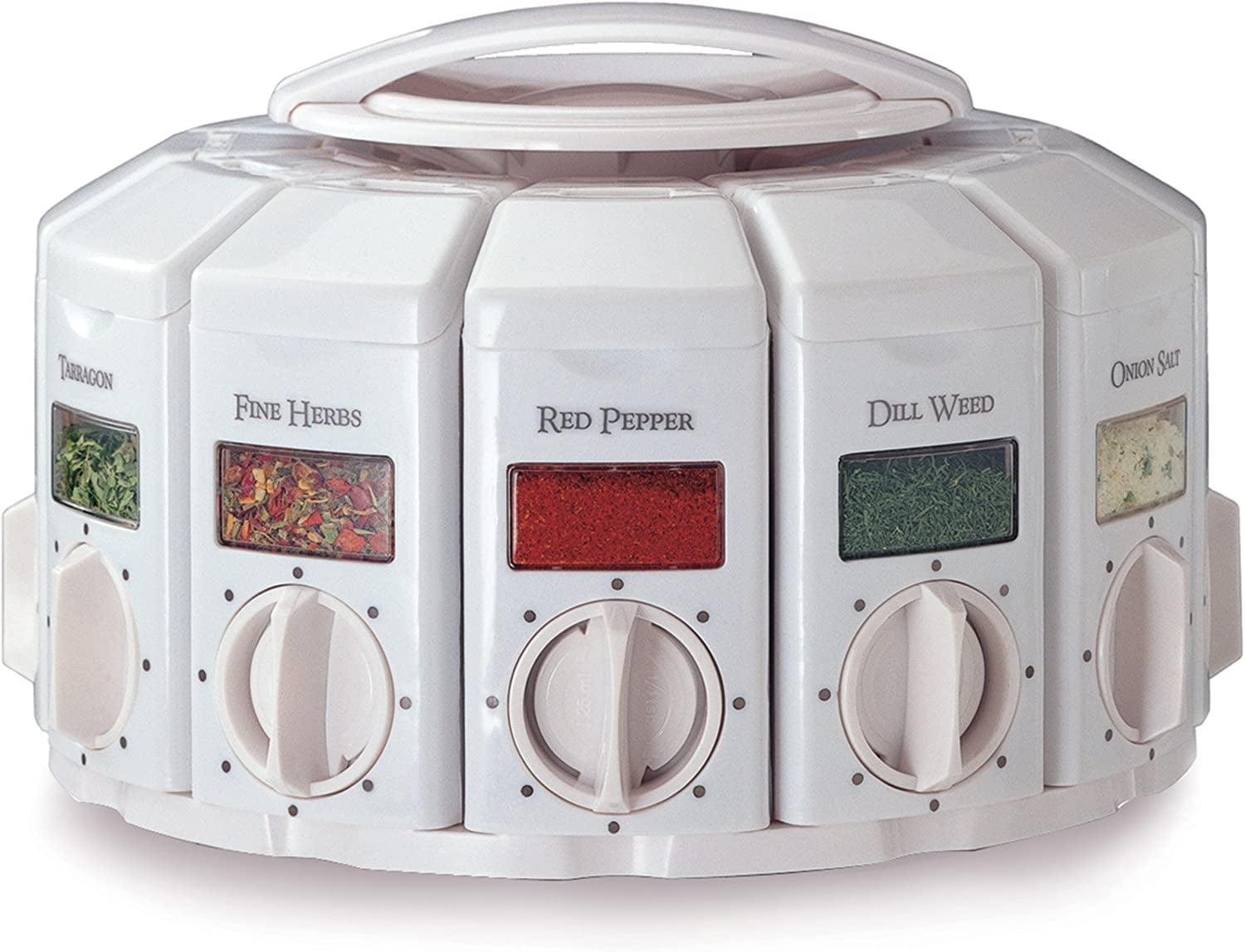 KitchenArt Select-A-Spice Auto-Measure Carousel Professional Series, White, 9.5" x 9.5" x 6.75"