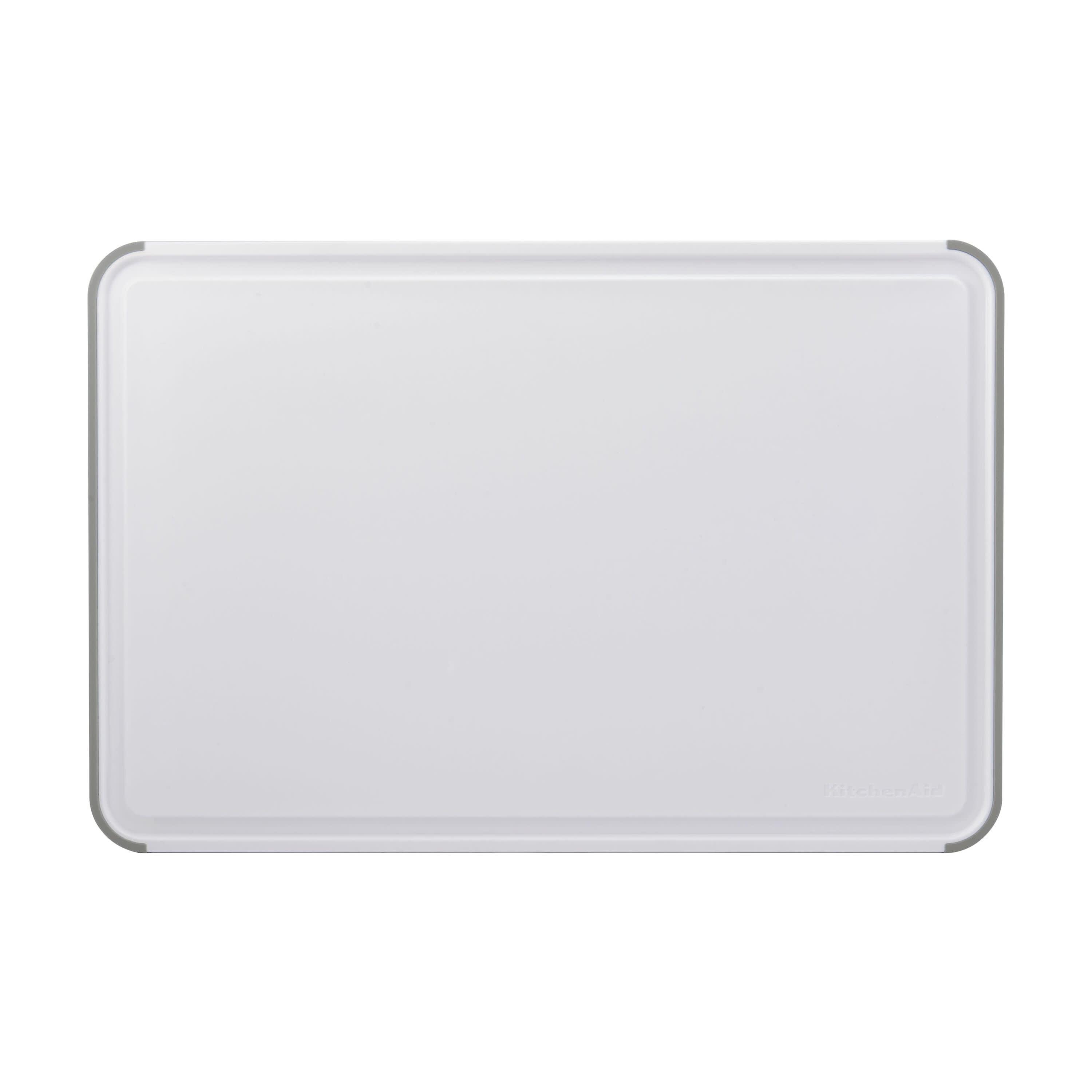 White and Gray Rectangular Plastic Cutting Board with Nonslip Edges