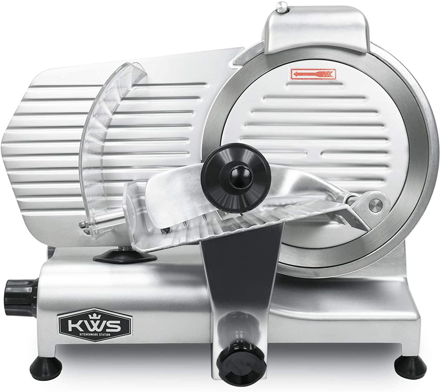 KWS Commercial 320W Electric Meat Slicer 10-Inch Stainless Blade, Frozen Meat/ Cheese/ Food Slicer