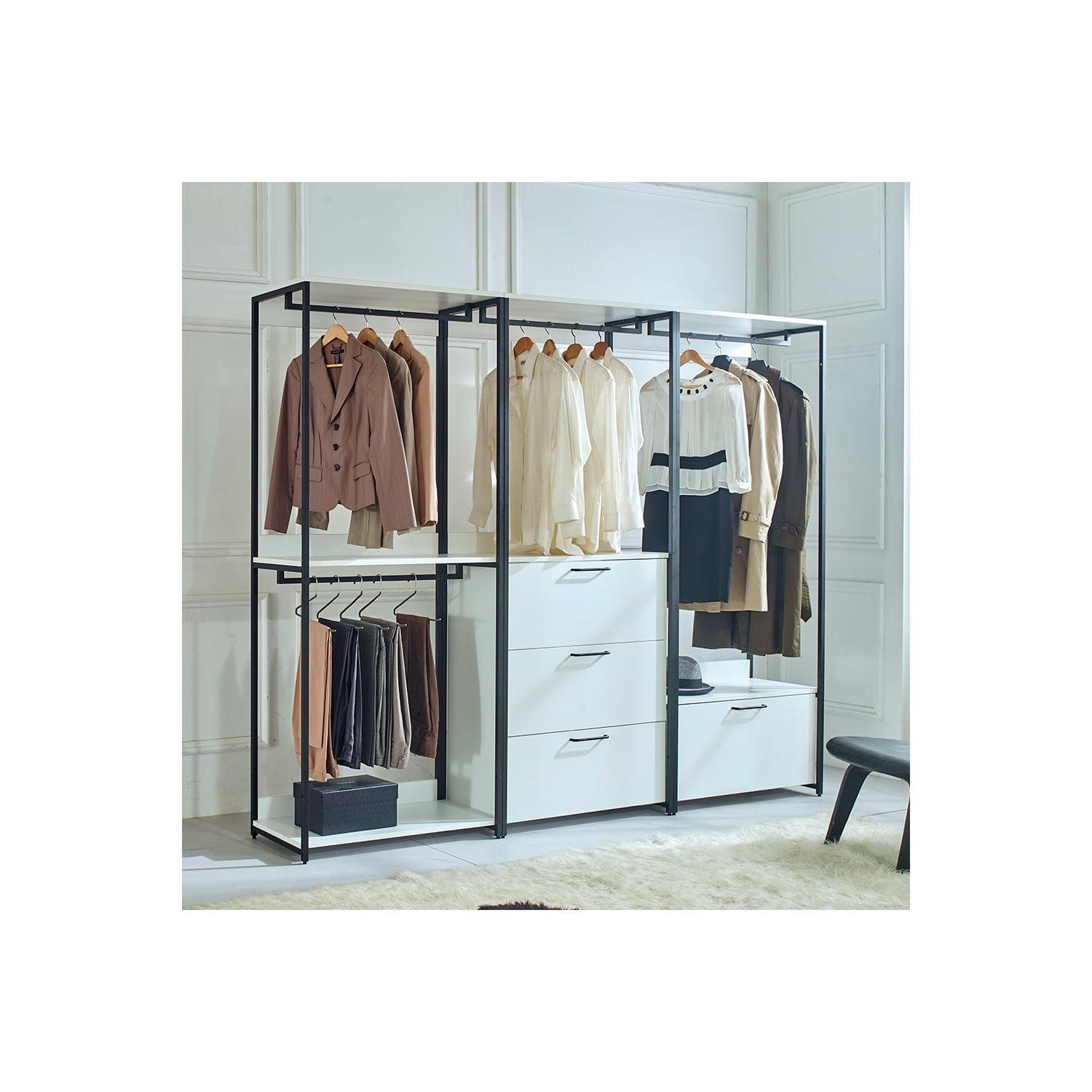 Fiona White and Black Freestanding Closet System with Drawers