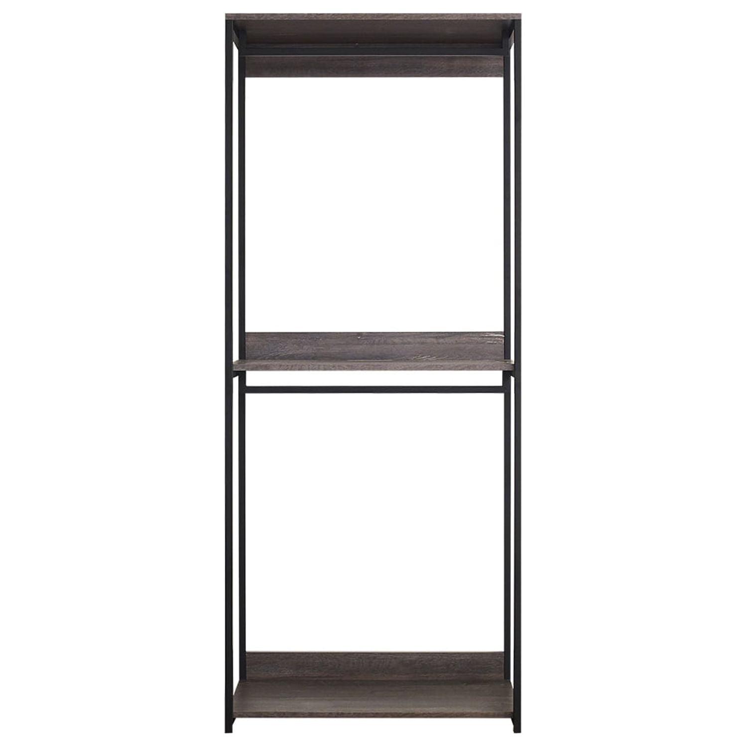 Monica Rustic Gray Wood and Metal Walk-In Closet Organizer