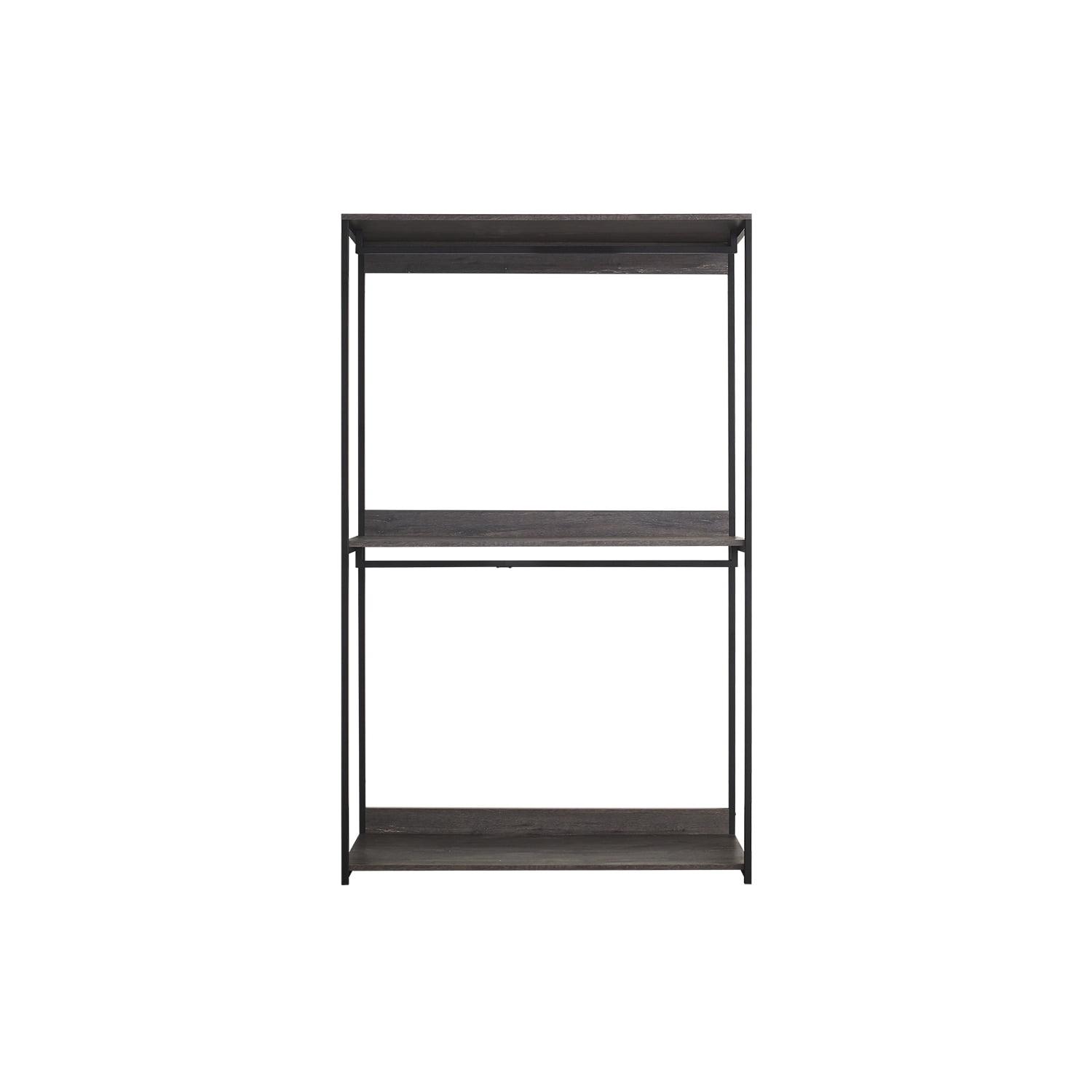 AndMakers Monica 47" Farmhouse Wood Walk-in Closet Organizer with Two Shelves in Rustic Gray