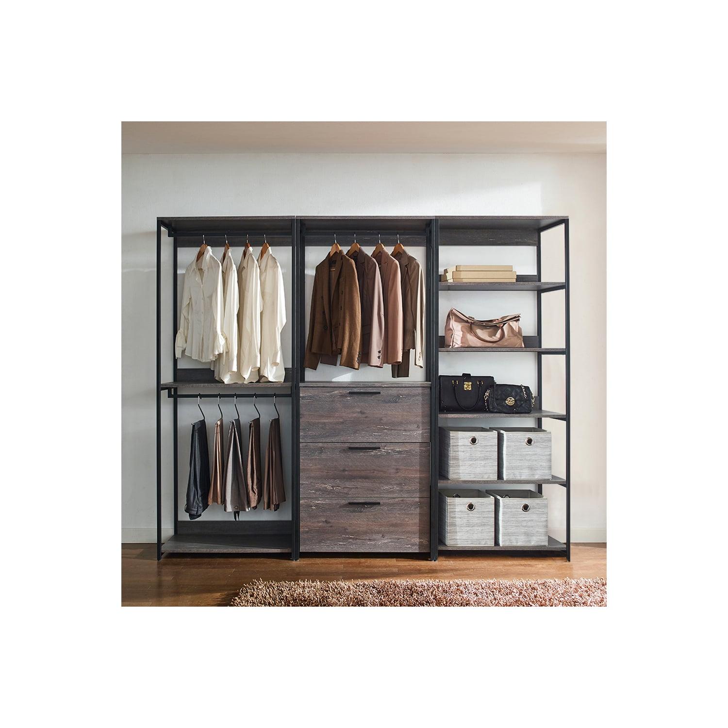 Klair Living Monica Wood Walk-in Closet System in Rustic Gray