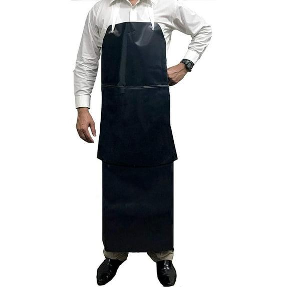 Kleen Chef, Premium PVC Leather Apron, Double Layer Apron, Black (Pack-1)