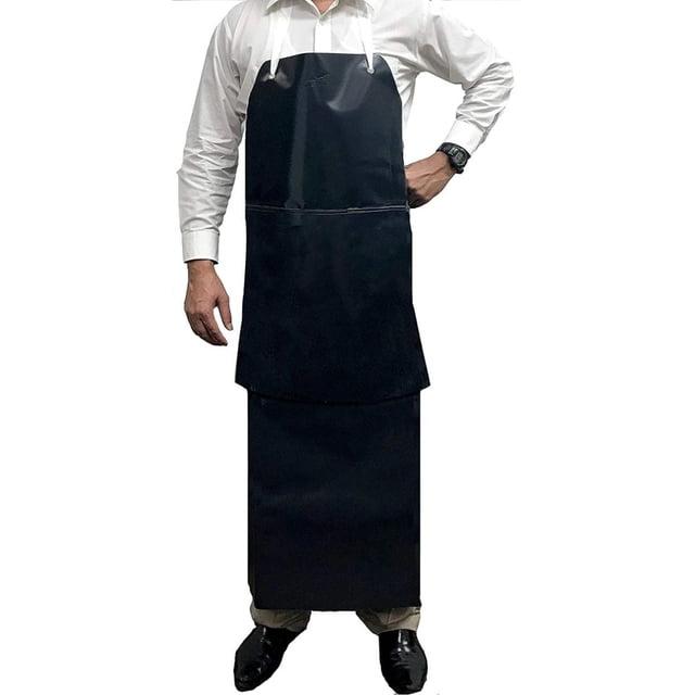 Kleen Chef, Premium PVC Leather Apron, Double Layer Apron, Black (Pack-1)