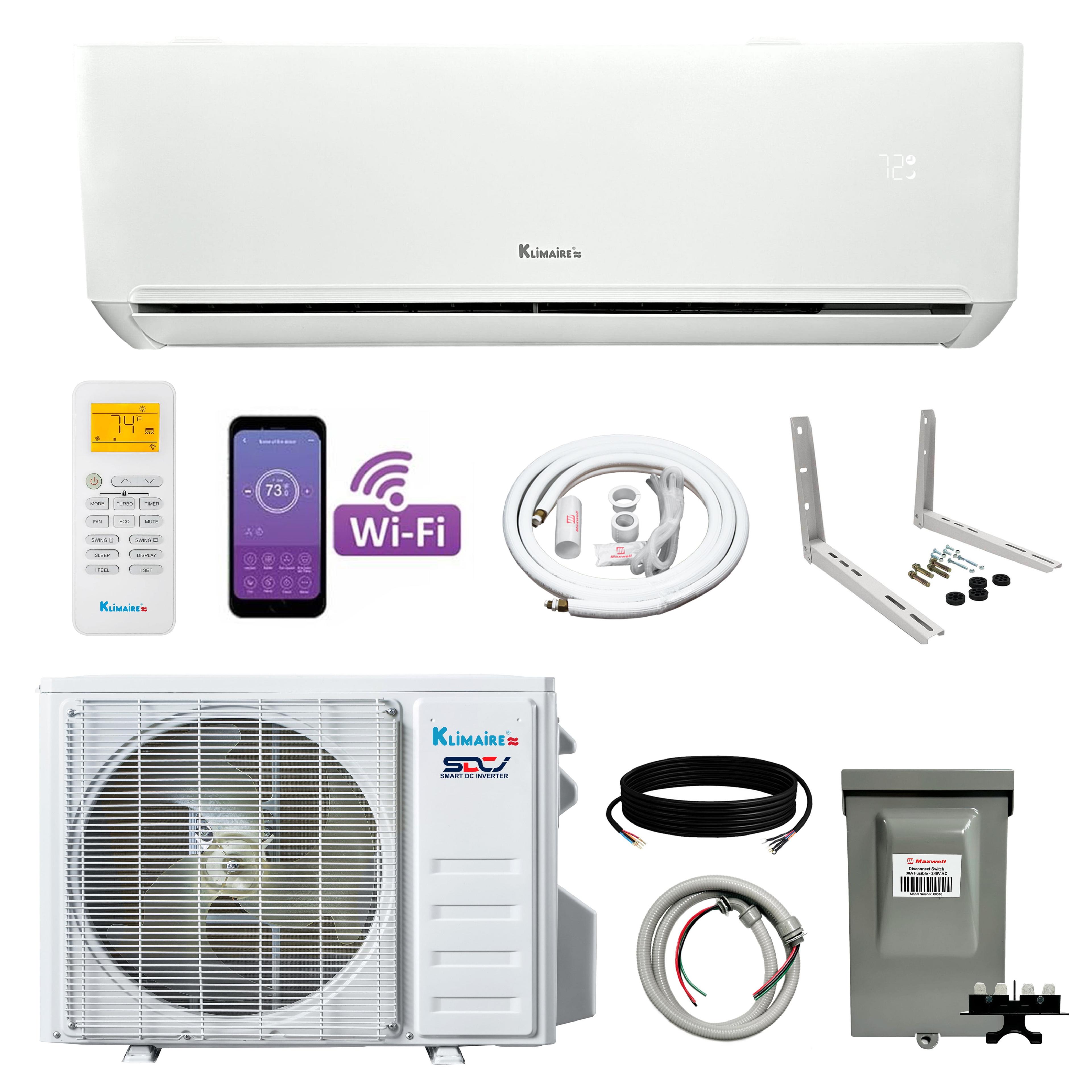 Klimaire 12,000 BTU White Wall Mount Ductless Mini Split with Heater and Remote