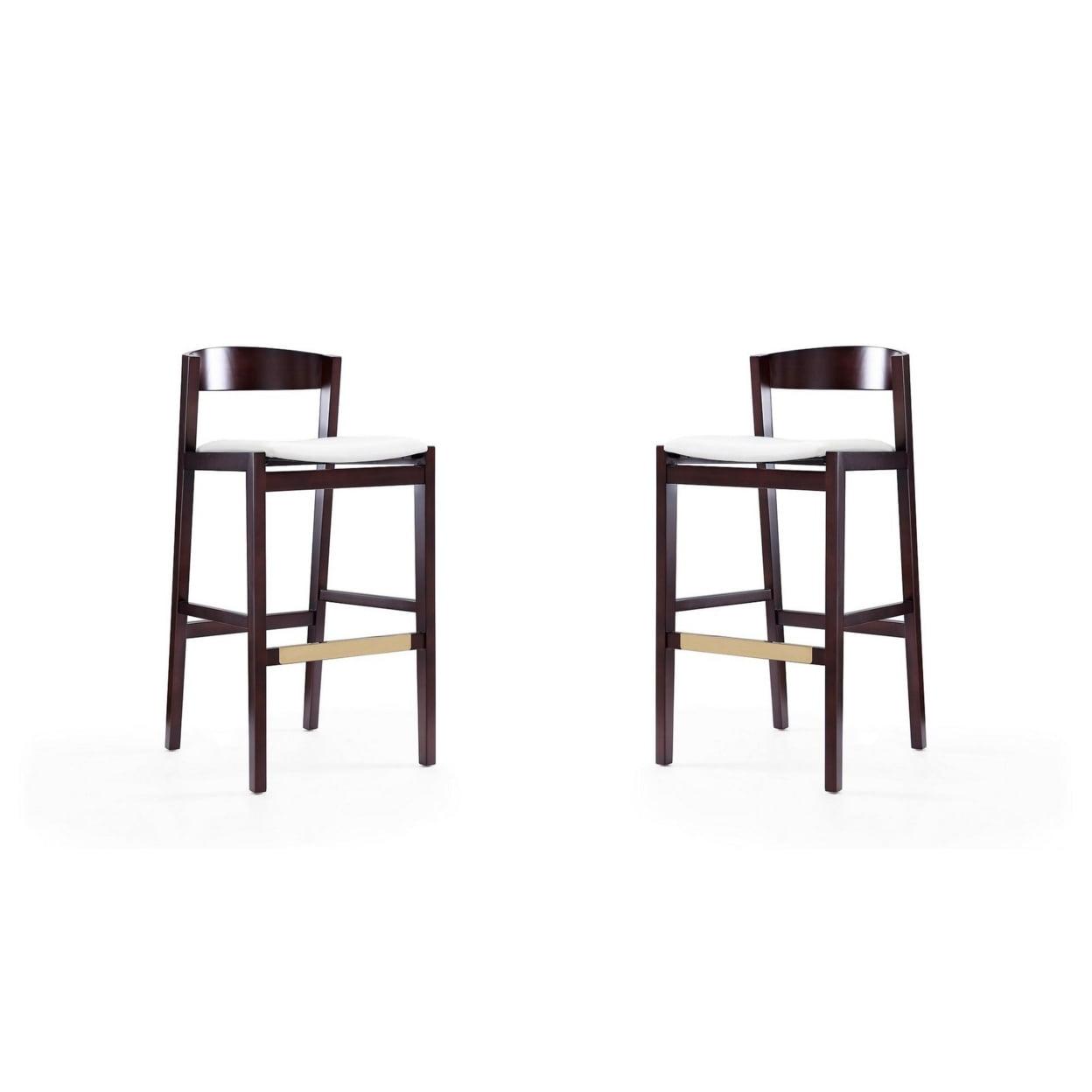 Set of 2 Klismos Upholstered Beech Wood Barstools - Manhattan Comfort