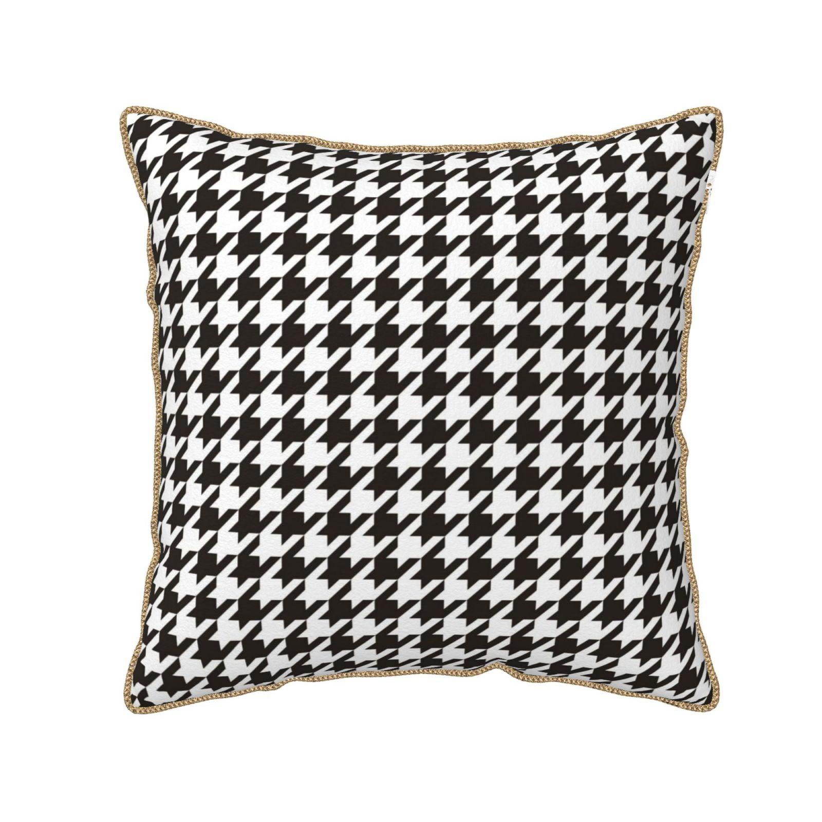 COMIO  Houndstooth Throw Pillow Covers, Black and White Plaid Decorative Cushion Pillow Cases for Sofa Couch Bedroom Car