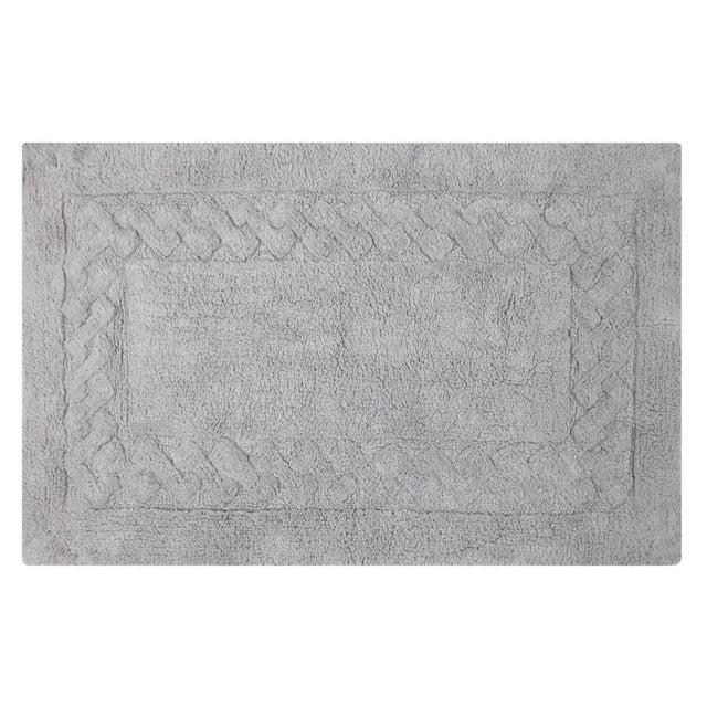 Knightsbridge Chain Bath Rug Cotton Non Skid Back - 20" x 30", Silver
