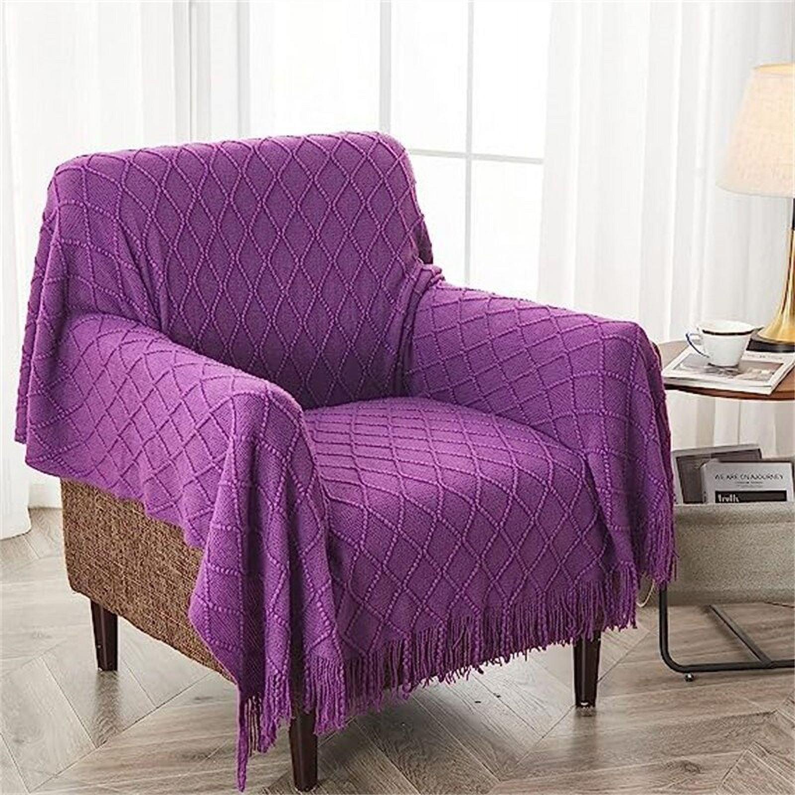 Knitted Throw Blankets Purple - Throw (50" x 60")