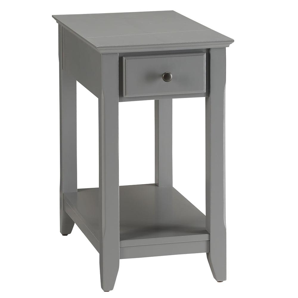Knubmt 1 Drawer Side Table with Bottom Shelf, Wood End Table for Living Room, Office, Gray