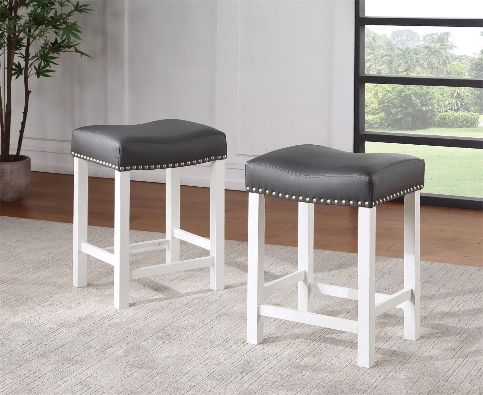 Set of 2 Zermatt Counter Height Barstools Seat White/Black - Steve Silver Co.: Upholstered, Wood Frame, Armless & Backless