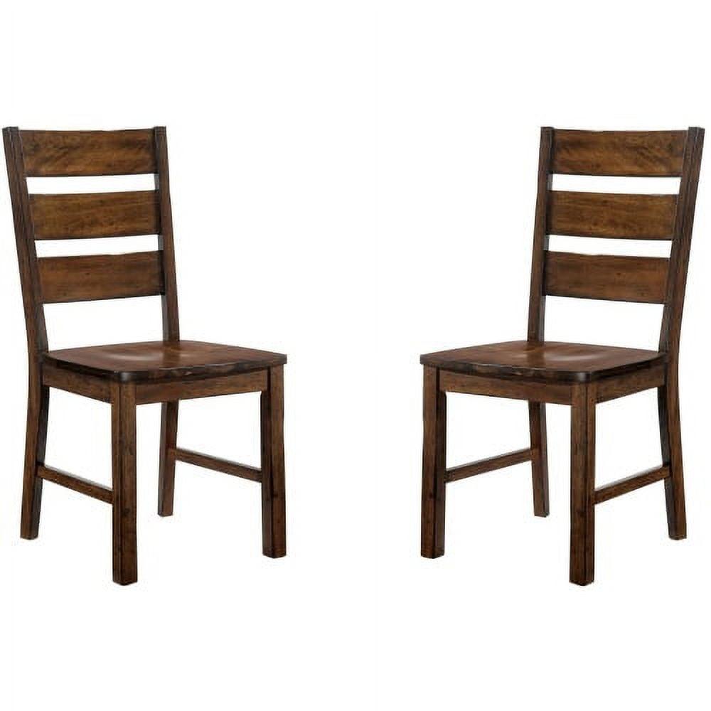 Brown Solid Wood Ladderback Side Chair Set