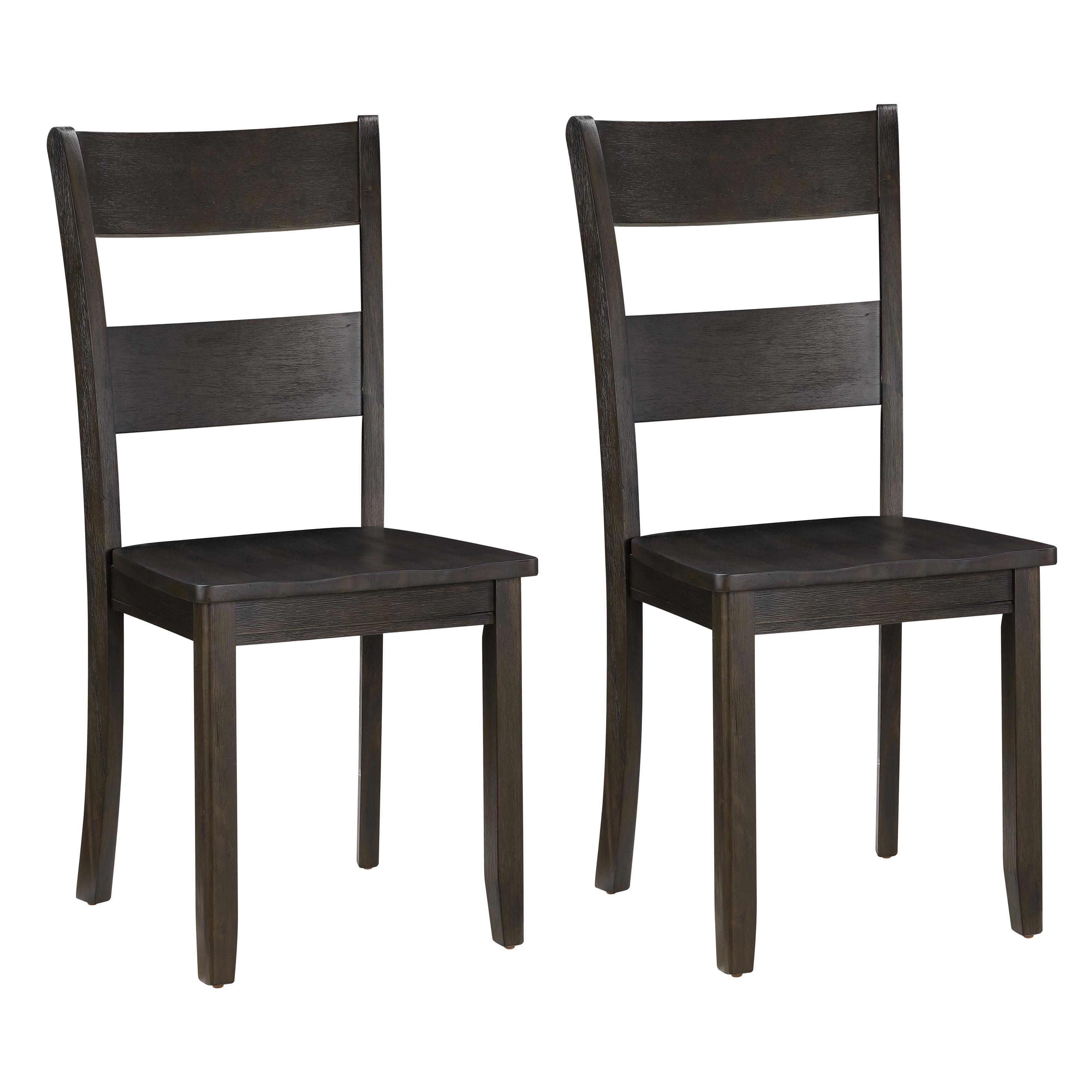 Brown Acacia Wood Ladderback Side Chairs, Set of 2