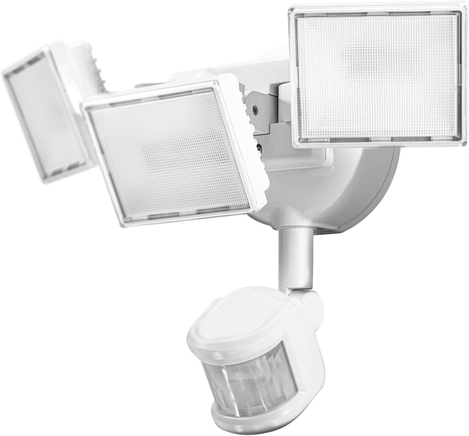 White Triple-Head LED Motion Sensor Security Floodlight