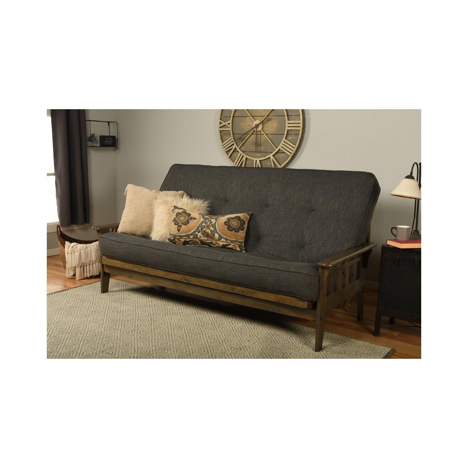 Charcoal Linen Tufted Queen Sleeper Futon with Inner-Spring