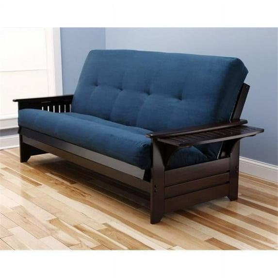 Kodiak Furniture Phoenix Queen Futon with Suede Fabric Mattress in Blue/Espresso
