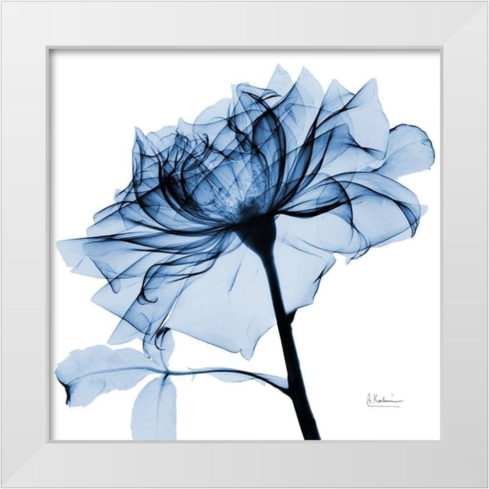 Indigo Rose 2 Blue Floral Canvas Print with White Frame