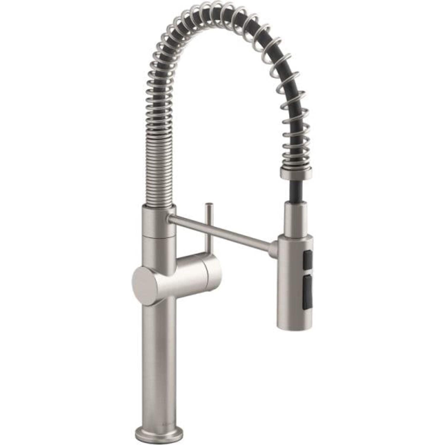 Kohler Crue Single Handle Semi-Professional Pre-Rinse Kitchen Faucet with Three-Function Pull Down Sprayer