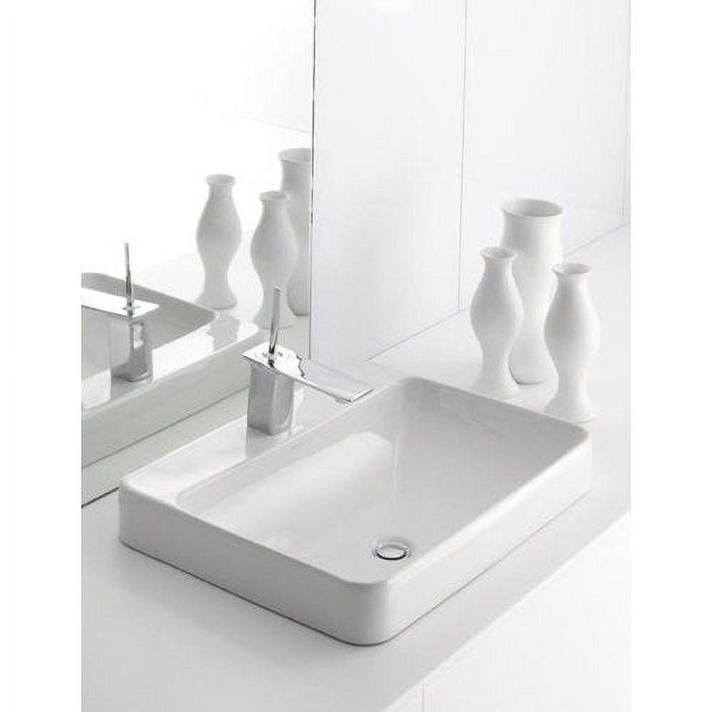 Vox® Vitreous China Rectangular Vessel Bathroom Sink with Overflow