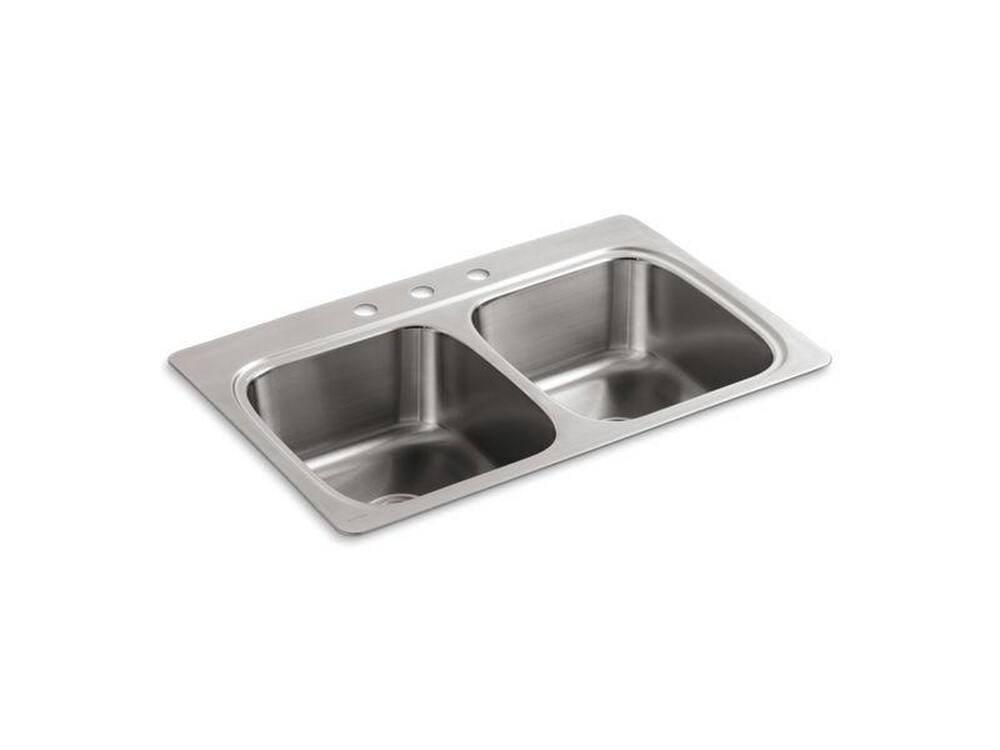 Verse Top-Mount Double-Equal Bowl Kitchen Sink with Single Faucet Hole