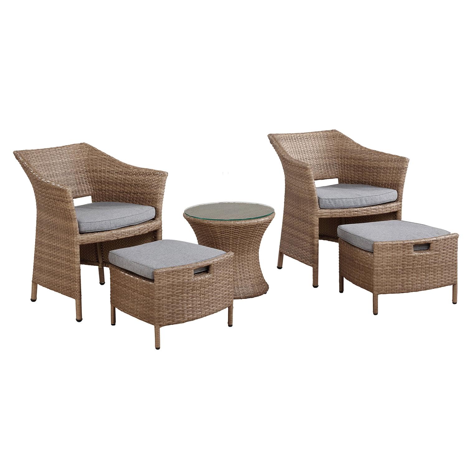 Kokoli 5pc Conversation Set - Brown - Alaterre Furniture: Outdoor Patio Furniture with Cushions, No Assembly Required