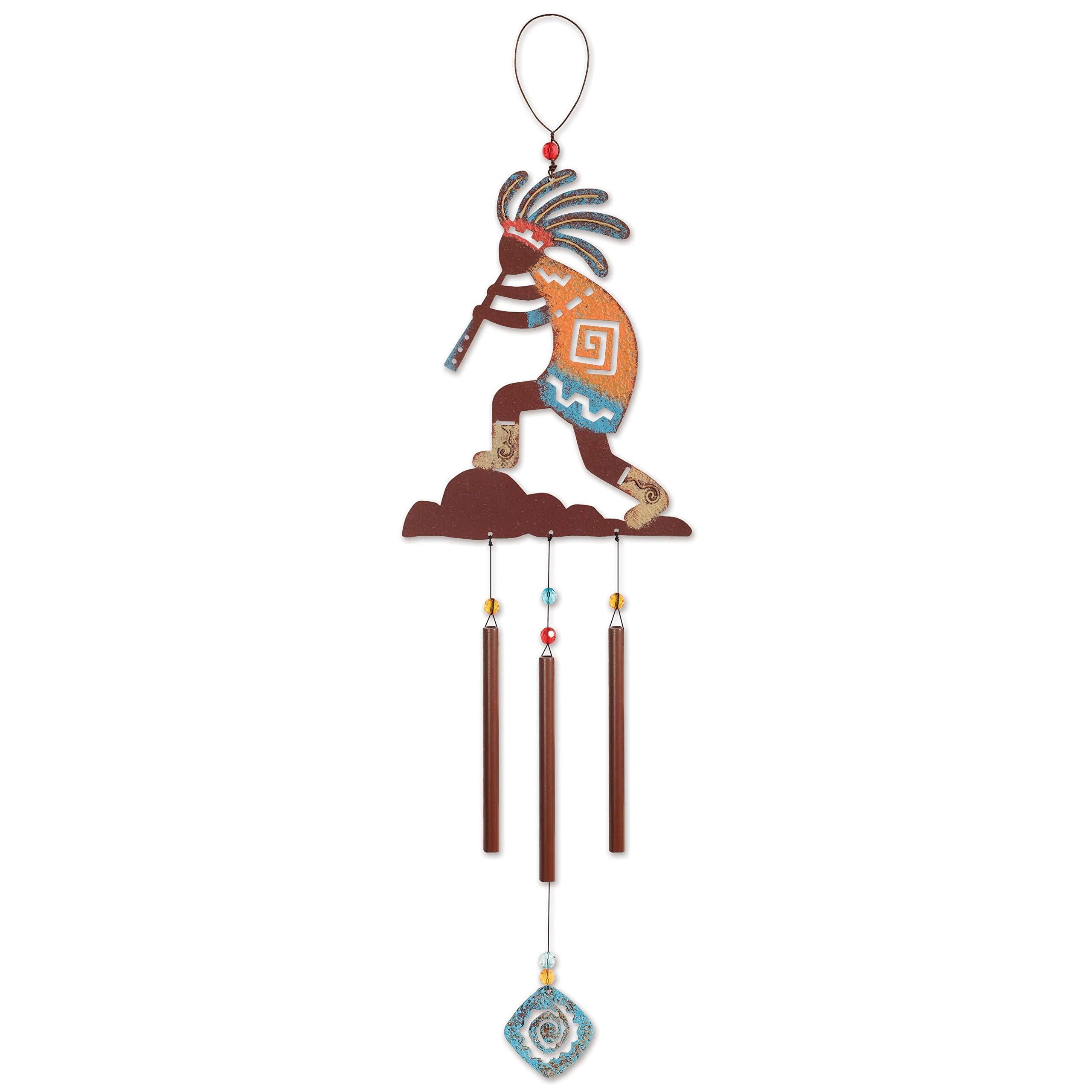 Rustic Multicolor Metal Kokopelli Wind Chime, 22"