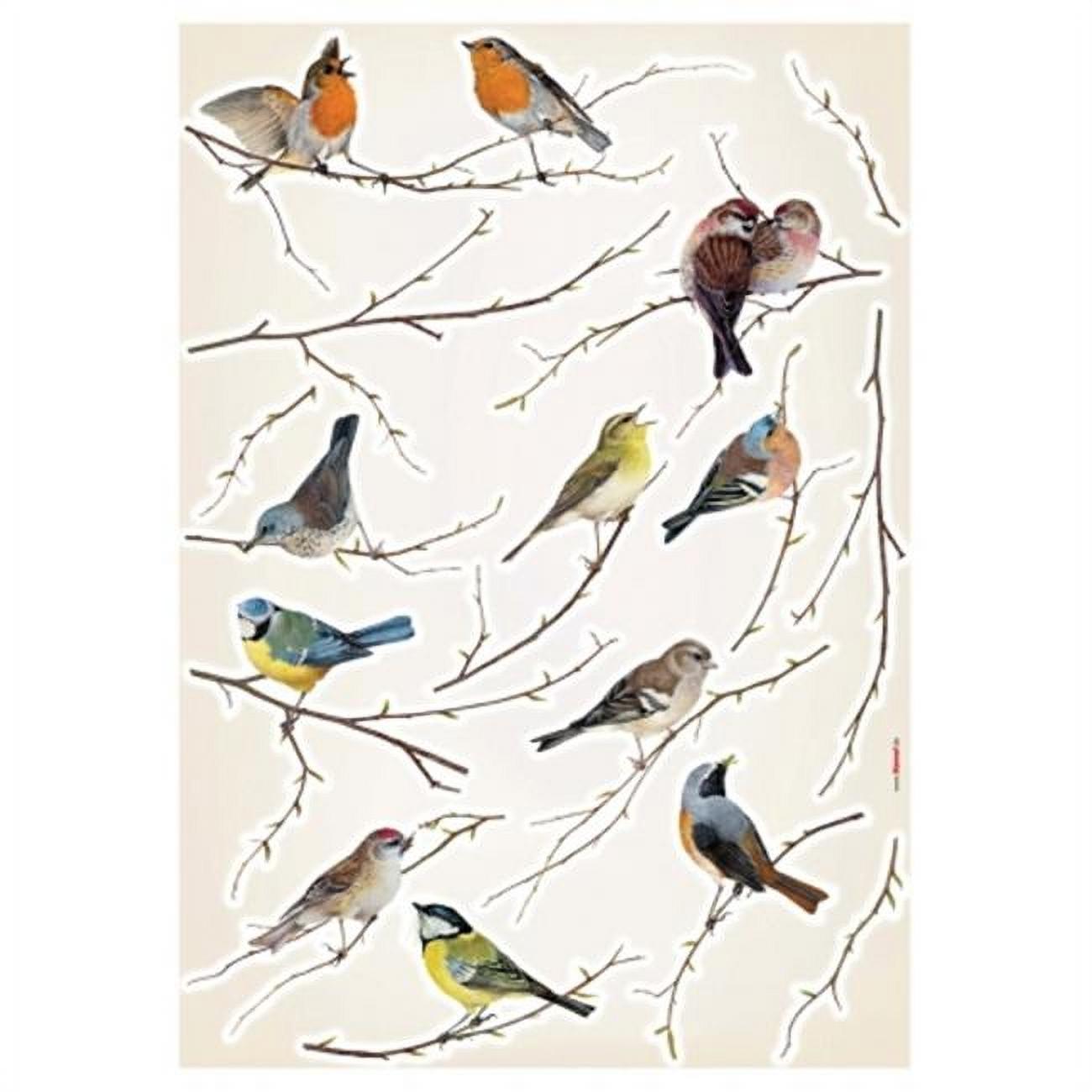 Glossy Multicolor Bird Illustration Self-Adhesive Wall Decal