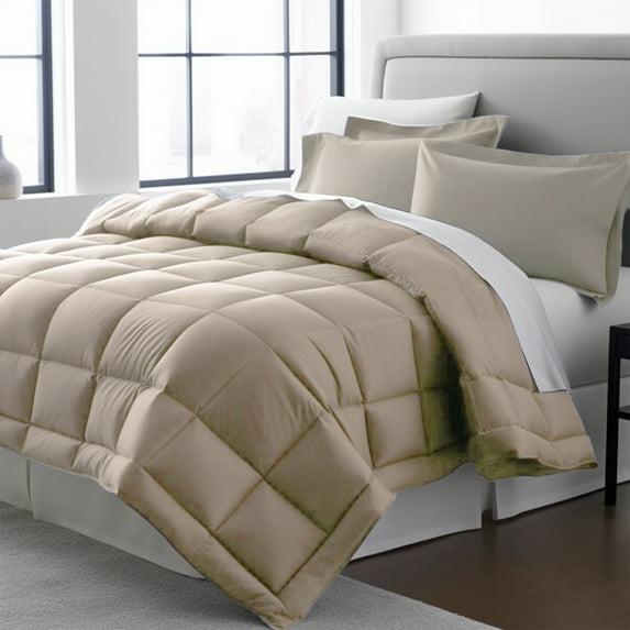 Komforte Dual Zone Couples Comforter – Hypoallergenic, Alternative Down His and Her Duvet Insert Keeps Everyone Comfortable – Machine Washable Two Temperature Comforter by SoMN (Beige, Queen)