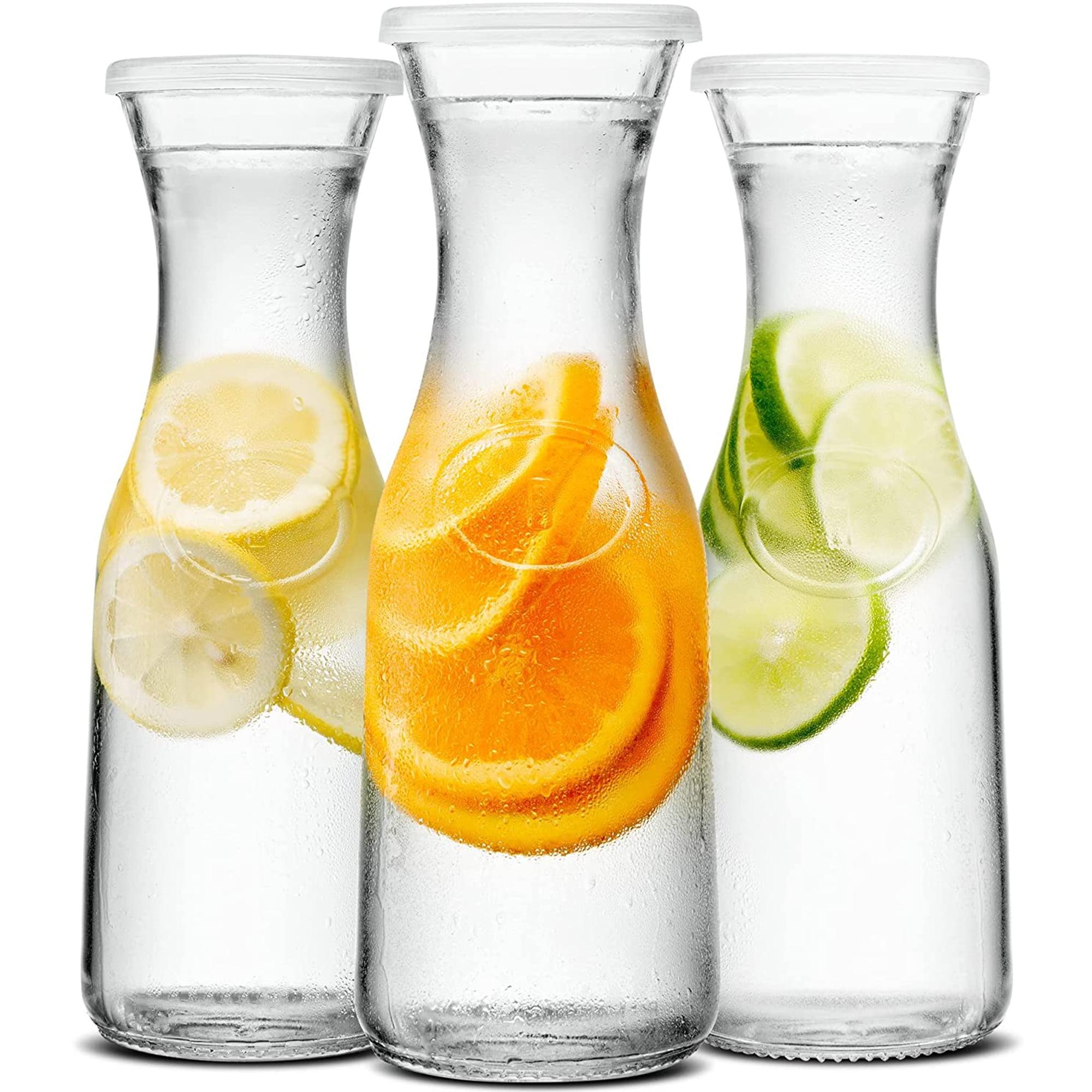 Clear Glass Carafe Set with Lids, 35 Oz, 3-Pack