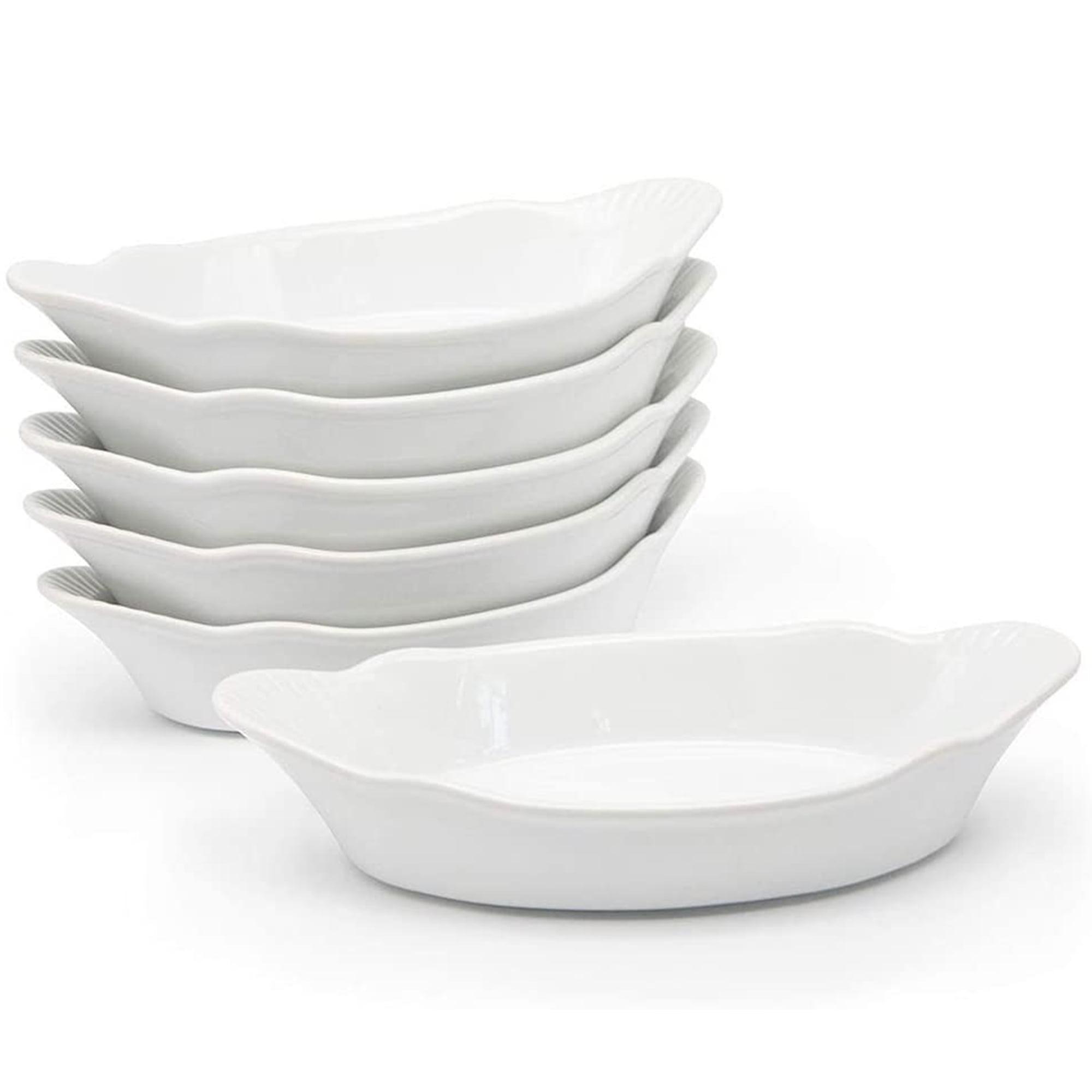 White Ceramic 18 oz Au Gratin Baking Dish Set