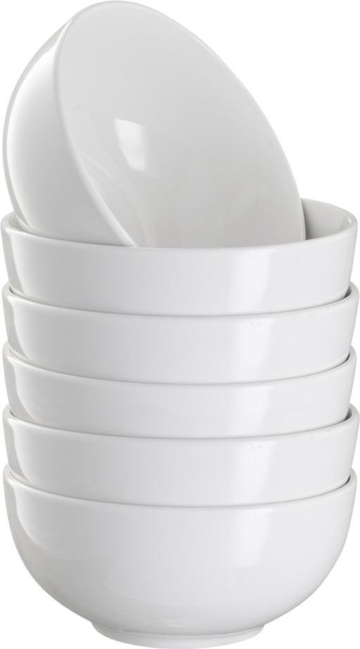 Marshmallow White Ceramic Cereal Bowl Set, 24 Oz, Set of 6