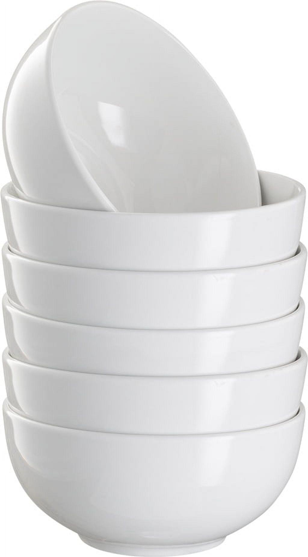 Kook Ceramic Cereal Bowl, Set of 6, 24 Oz ,White