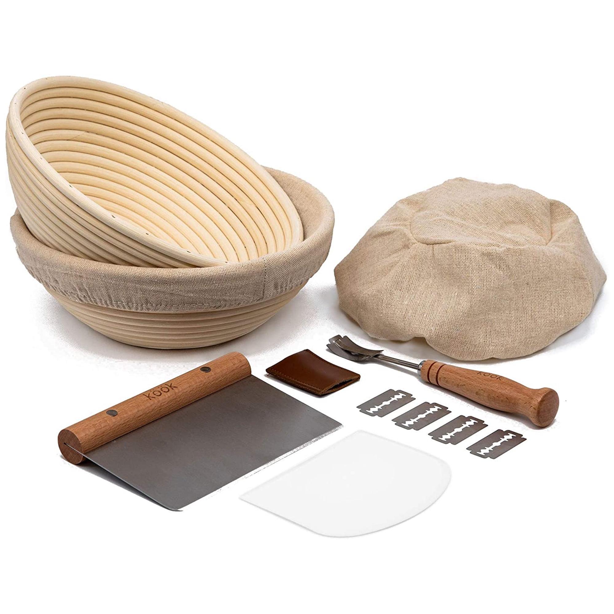 Kook 12-Piece Rattan Bread Proofing Basket Set with Tools