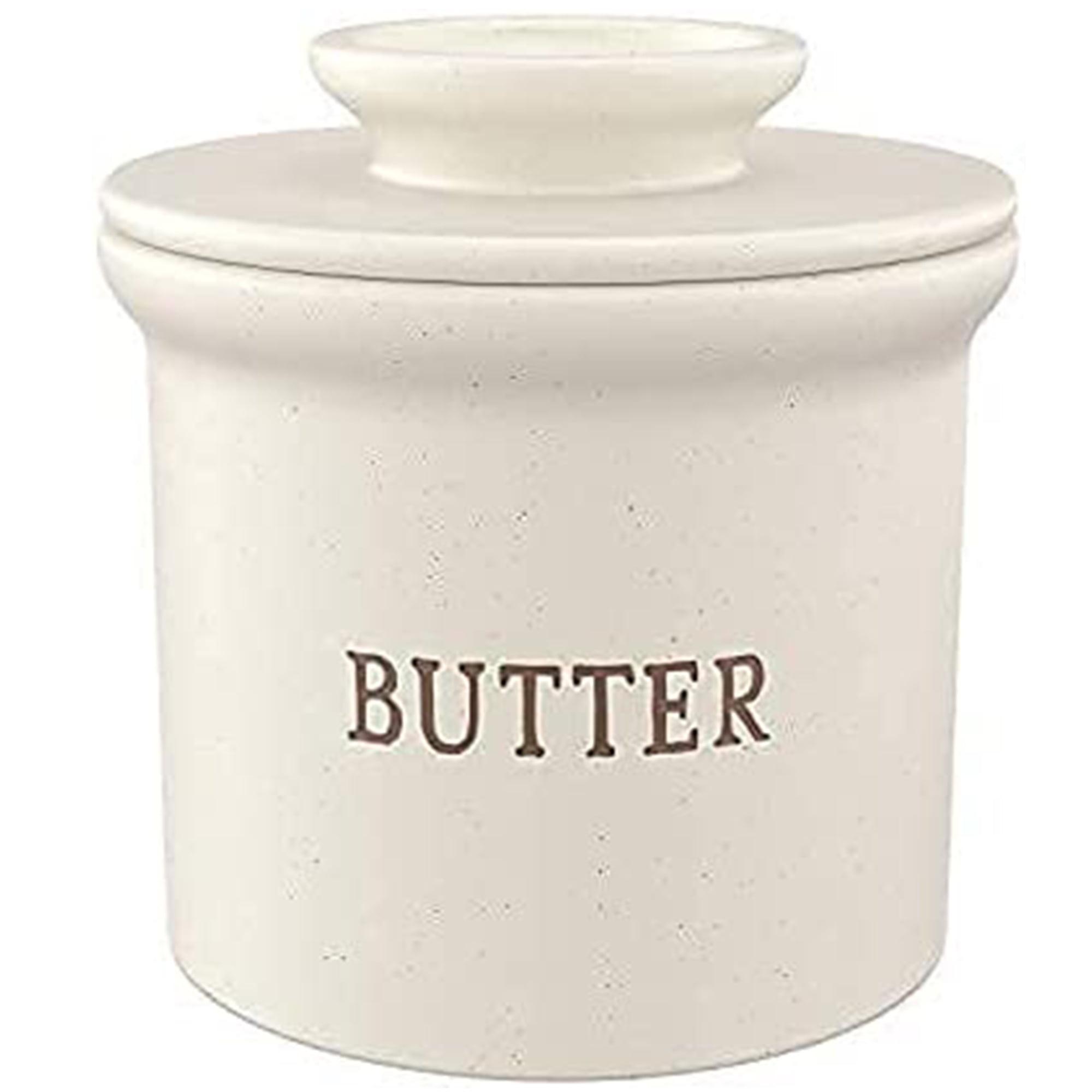 Speckled Cream Ceramic Butter Keeper Dish with Lid