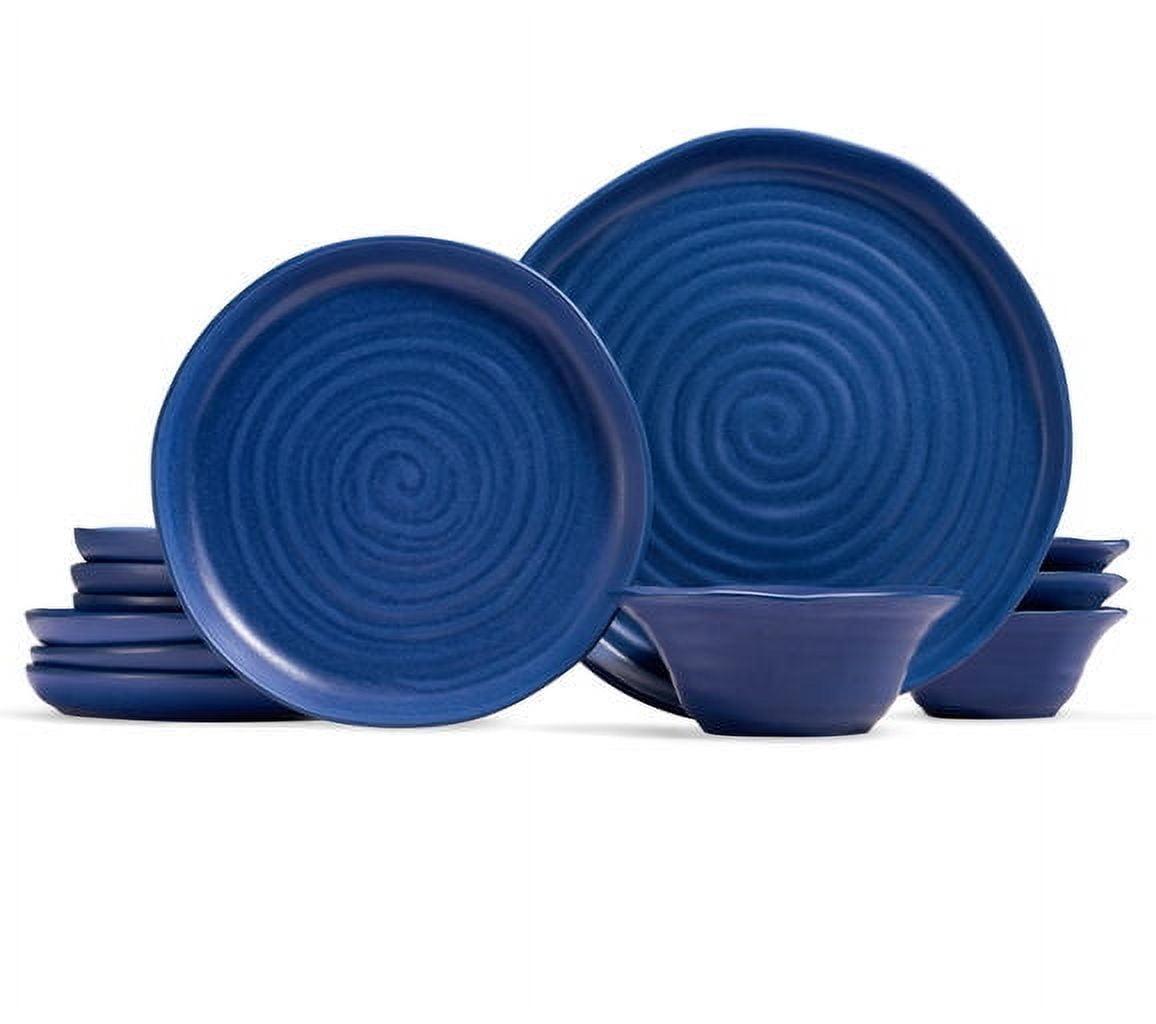 Ceramic Dinnerware Set, 12 Piece, Service for 4, Navy Blue