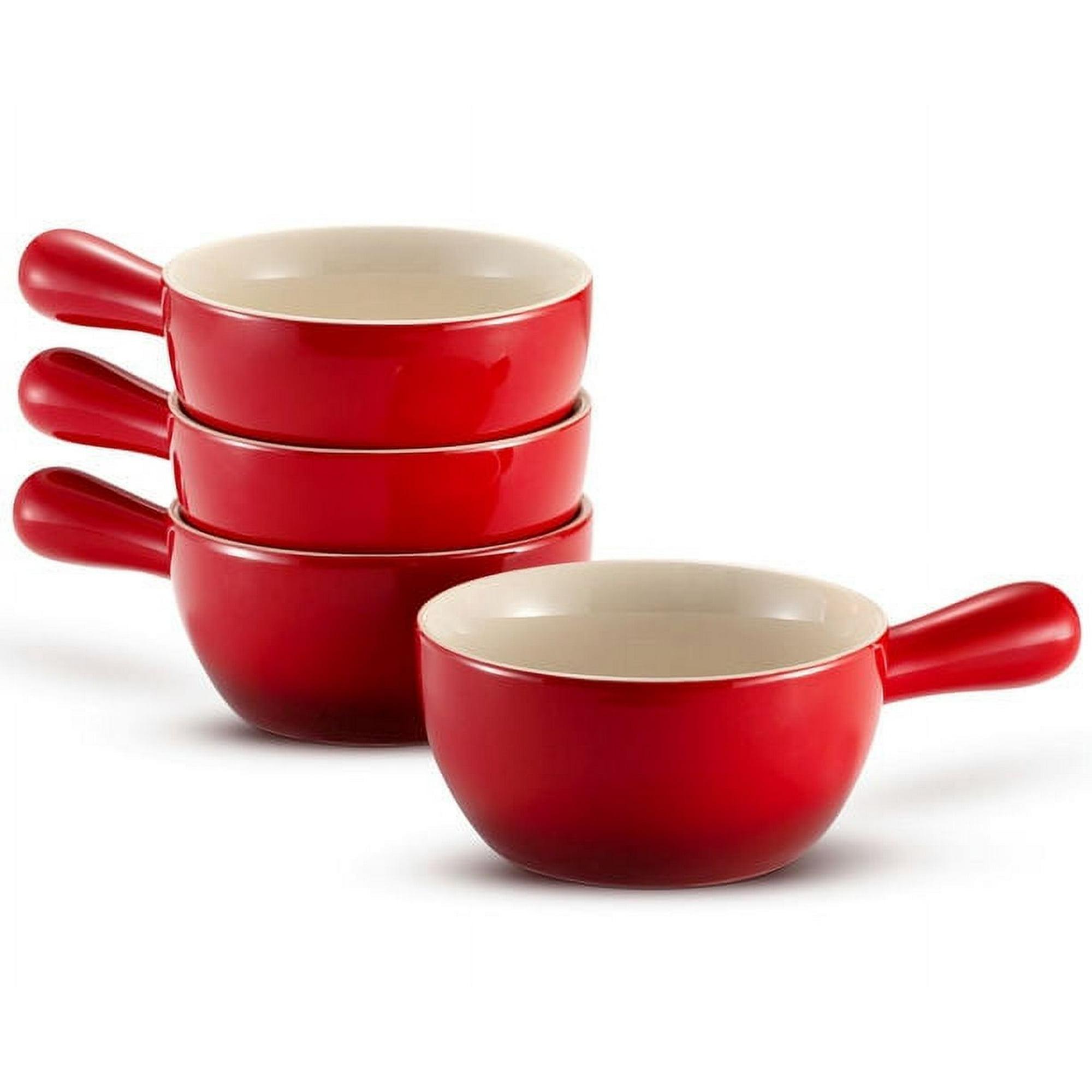 French Onion Soup Crocks, 24 oz, Set of 4, Crimson Ombre