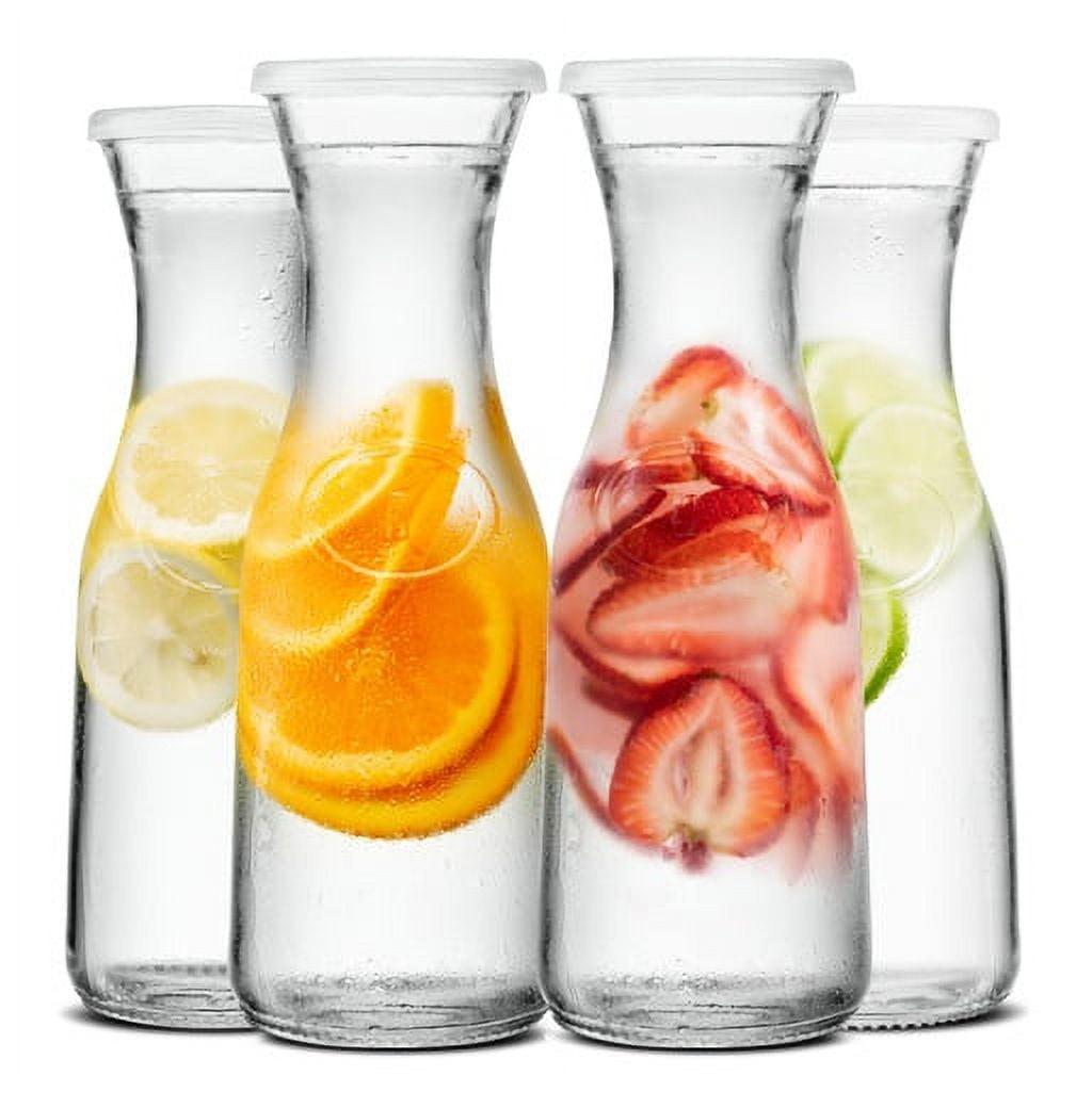 Kook Glass Carafes with Lids, 33 oz, Set of 4