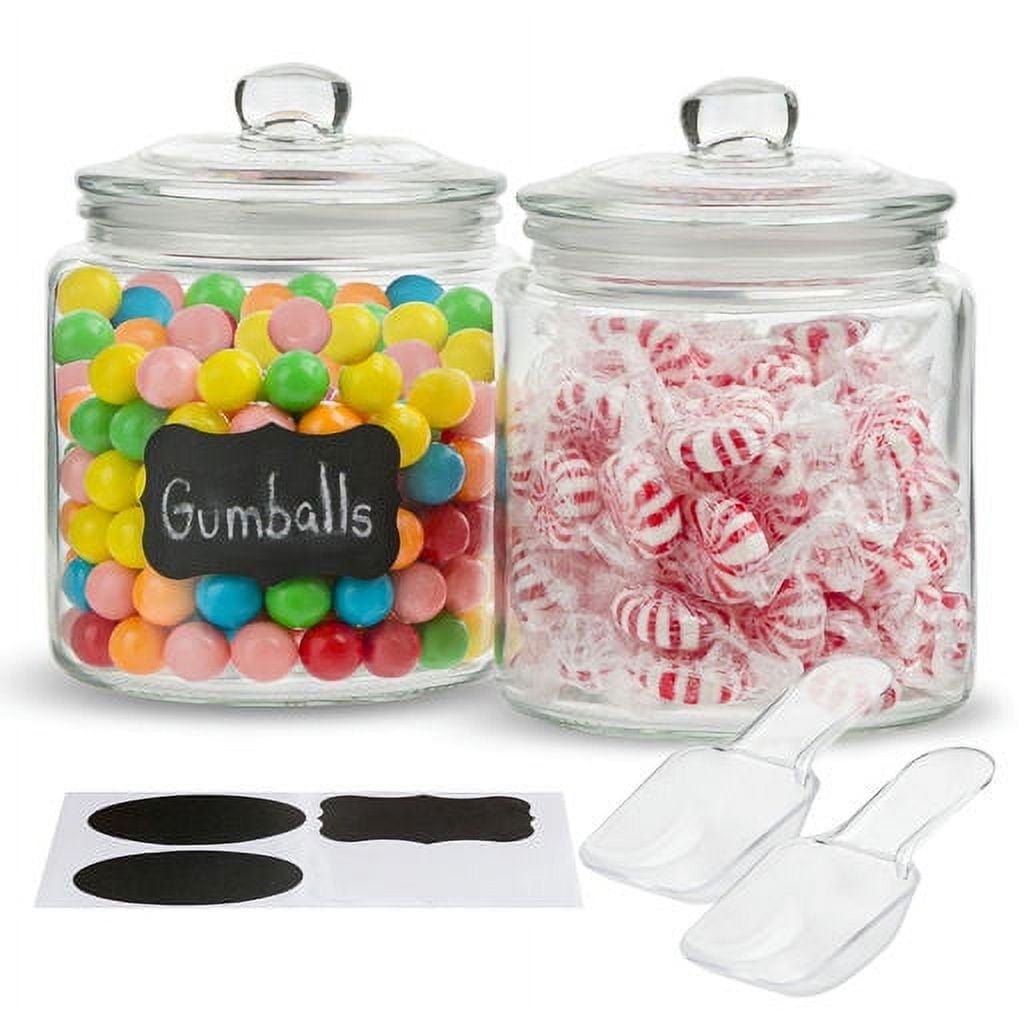 Glass Storage Canisters, with Lids, Chalk, Labels and Scoops, 32 oz, Set of 2
